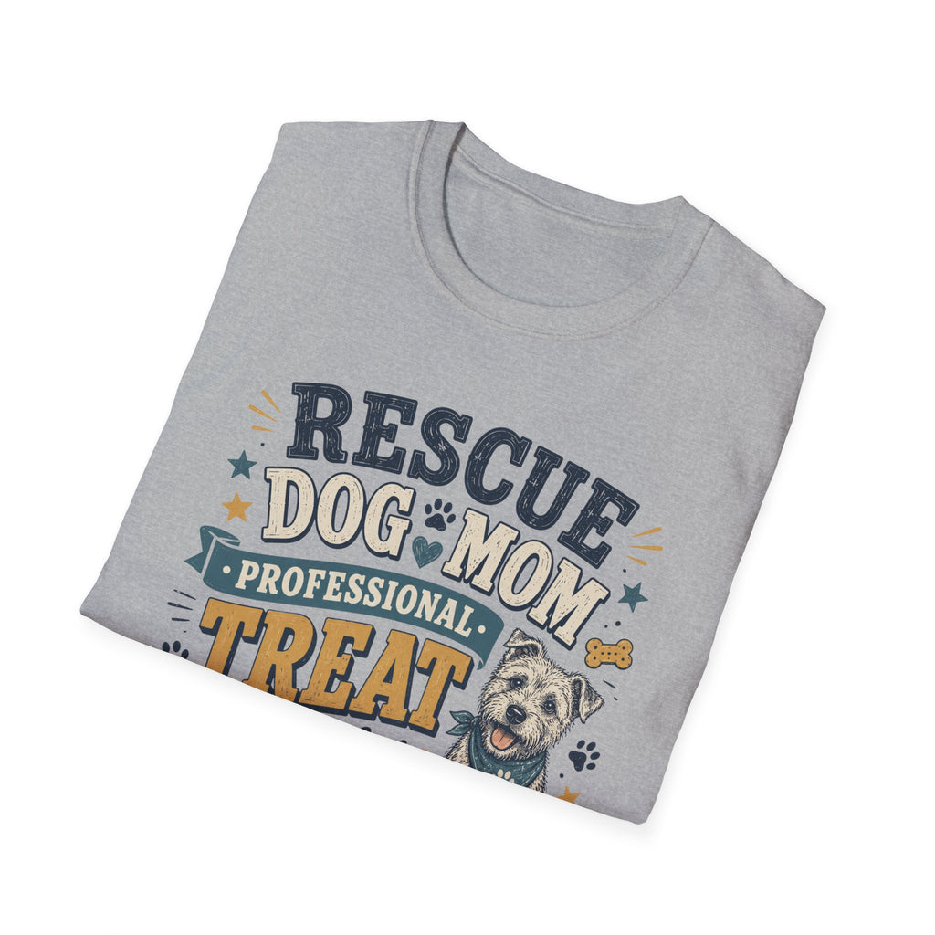 Rescue Dog Mom T-Shirt — "Professional Treat Dealer" Cute Rescue Puppy Tee