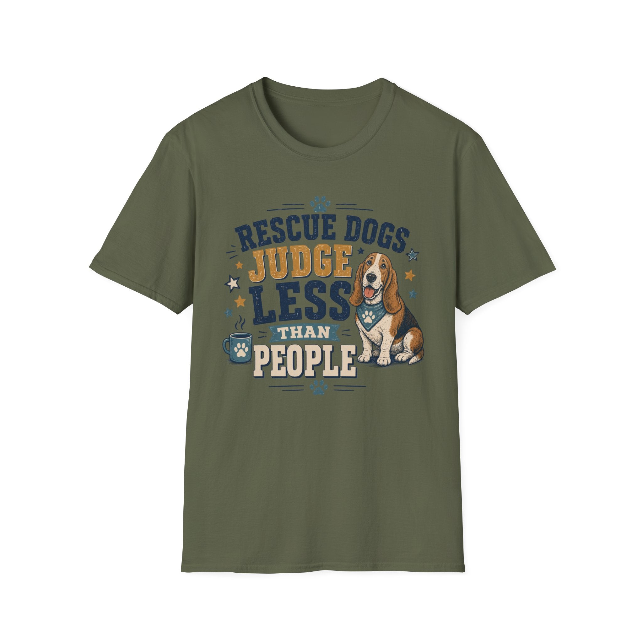 Rescue Dogs Judge Less Than People T-Shirt — Cute Basset Hound Rescue Tee