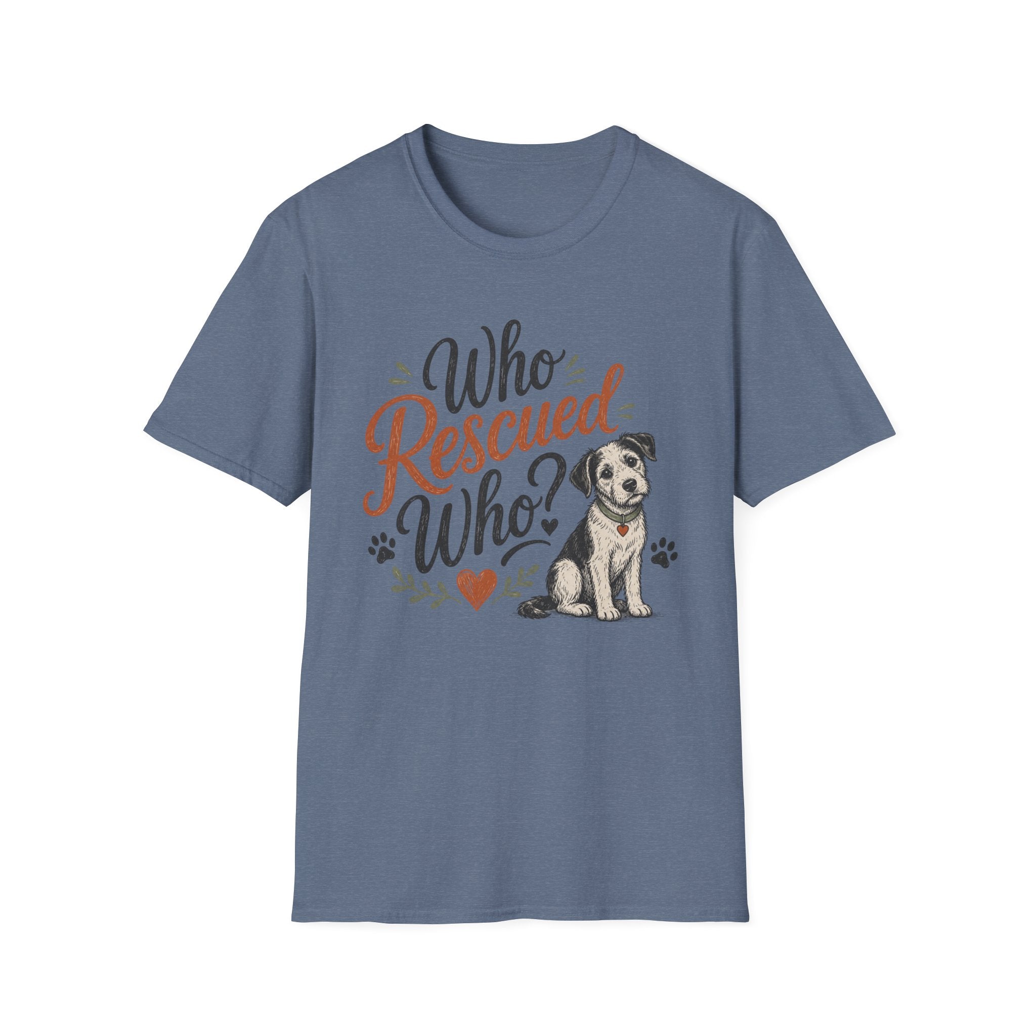 Who Rescued Who? Rescue Dog T-Shirt - Adopted Pet Lover Tee