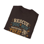 Rescue Dog Mom T-Shirt — "Professional Treat Dealer" Cute Rescue Puppy Tee