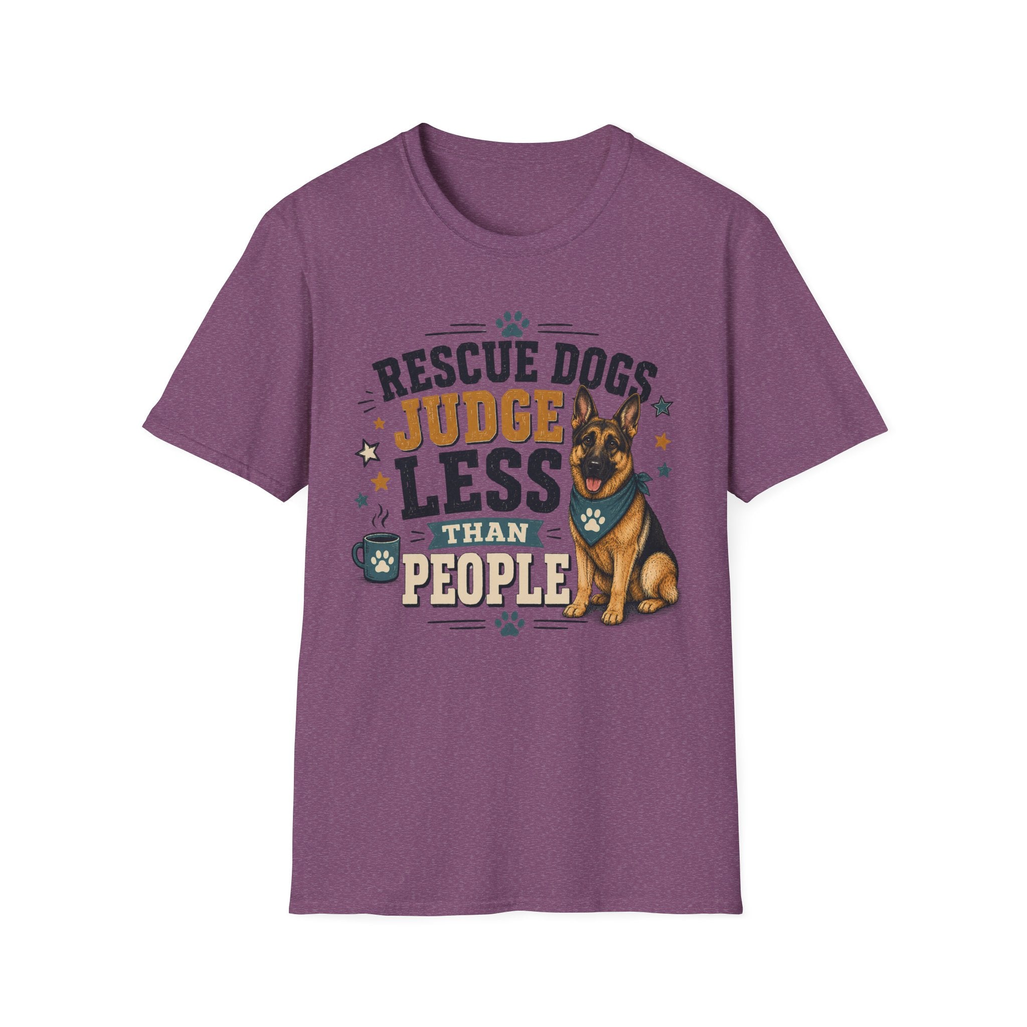 Rescue Dogs Judge Less Than People T-Shirt — Cute German Shepherd Rescue Tee