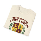 University of Barks & Spirits T-Shirt – "In Dogs We Trust" Crest Tee