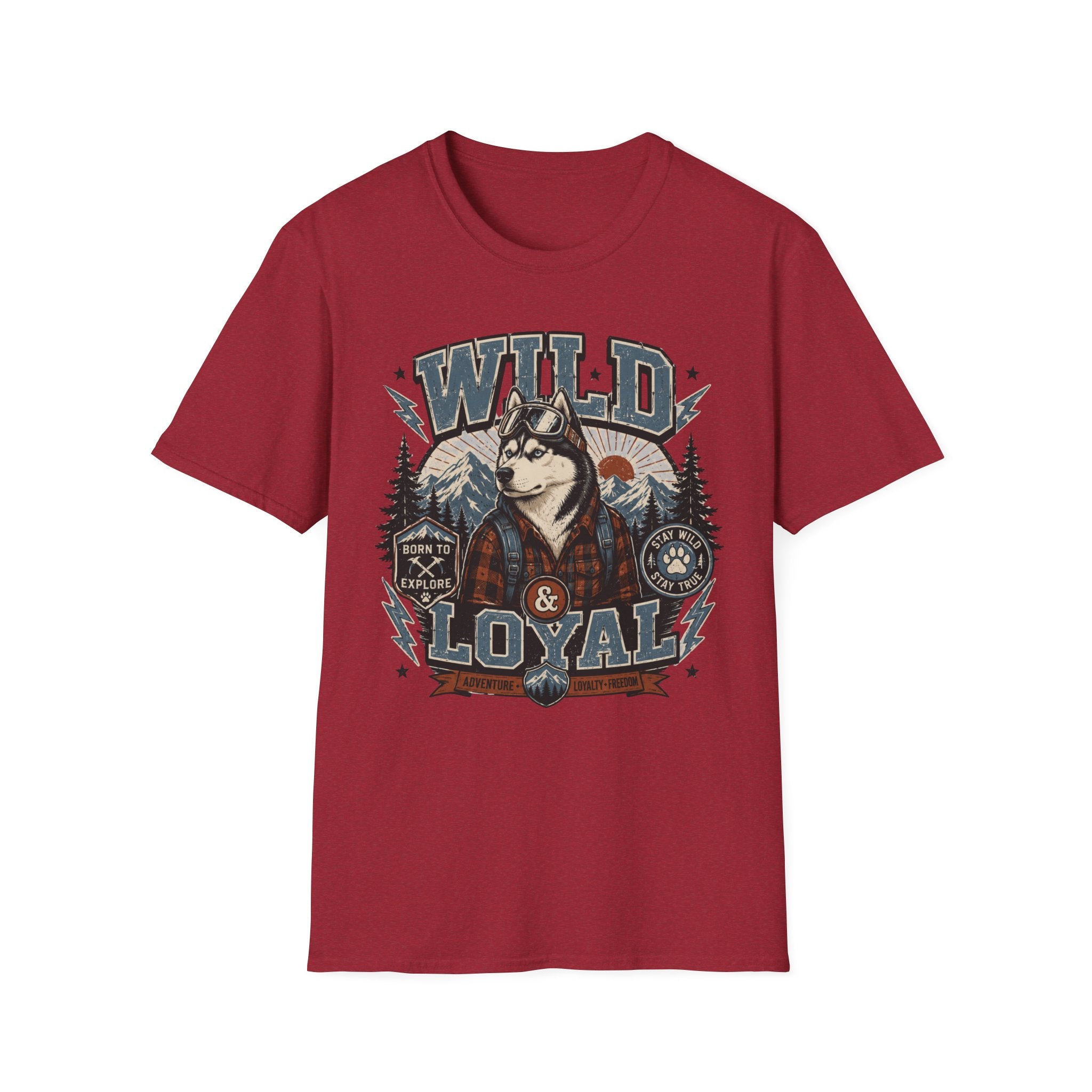 Wild & Loyal Husky T-Shirt — Vintage Mountain Dog Tee