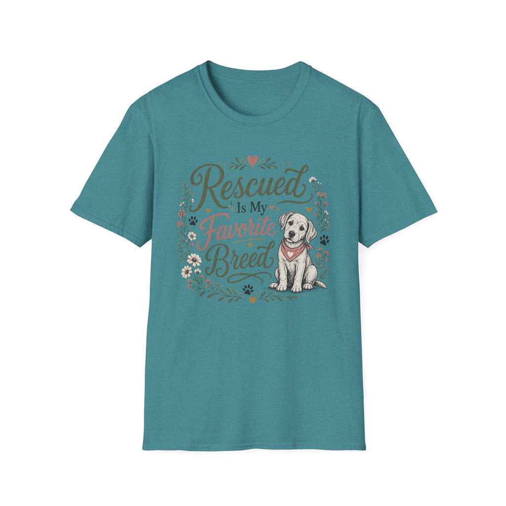 Rescued Is My Favorite Breed T-Shirt — Cute Rescue Dog Adoption Tee