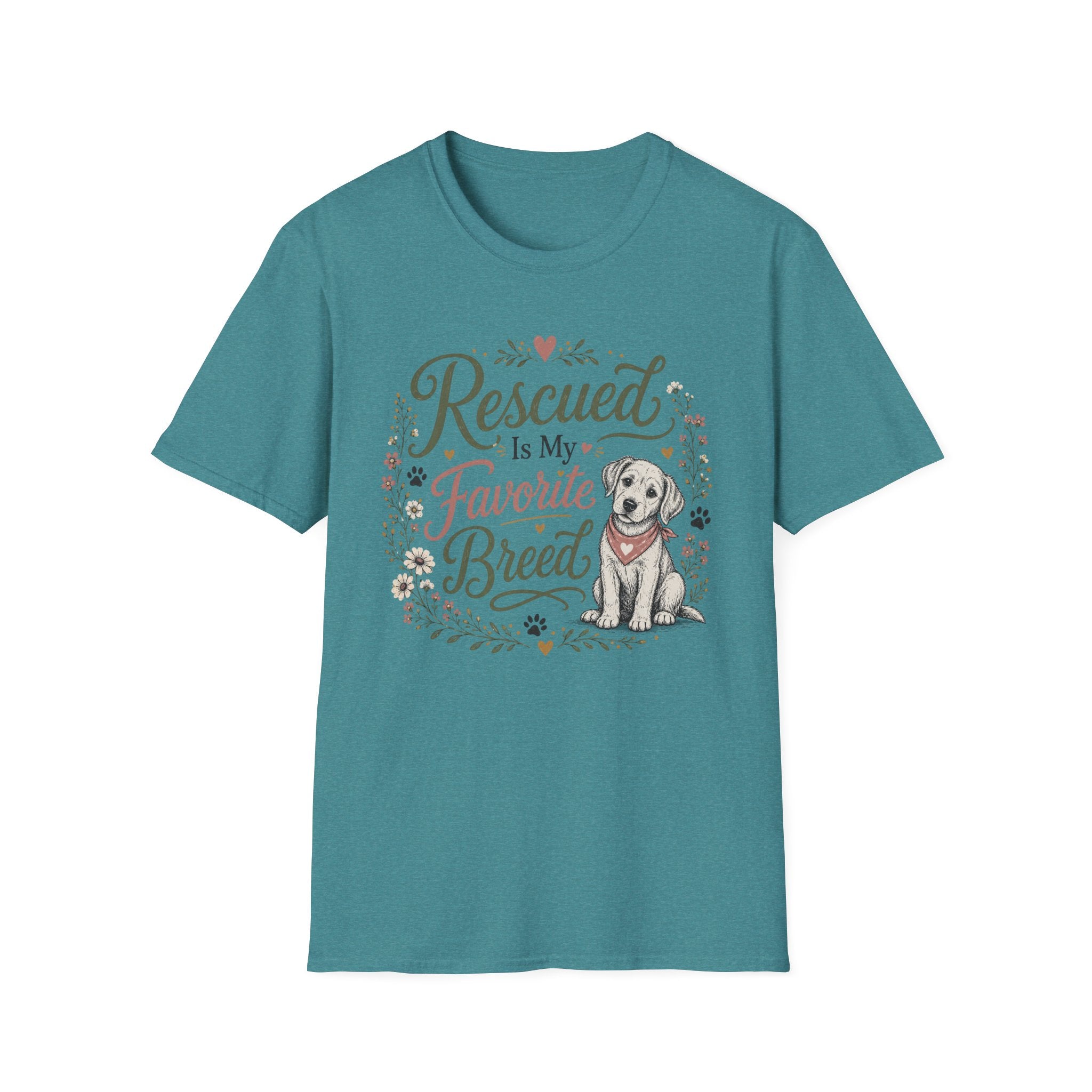 Rescued Is My Favorite Breed T-Shirt — Cute Rescue Dog Adoption Tee