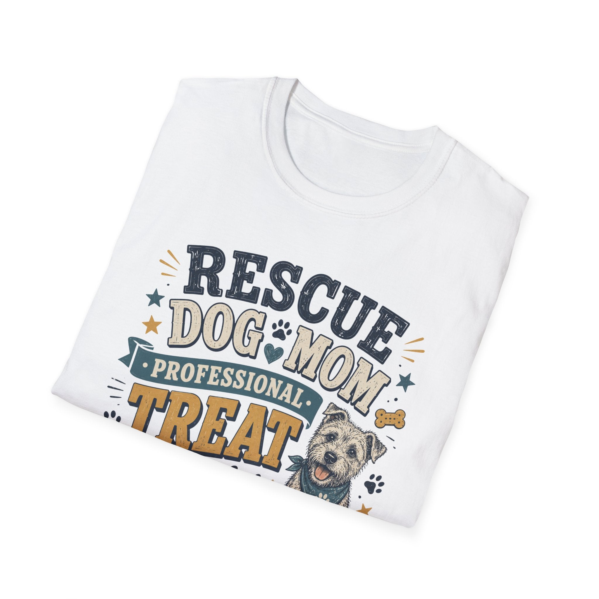 Rescue Dog Mom T-Shirt — "Professional Treat Dealer" Cute Rescue Puppy Tee