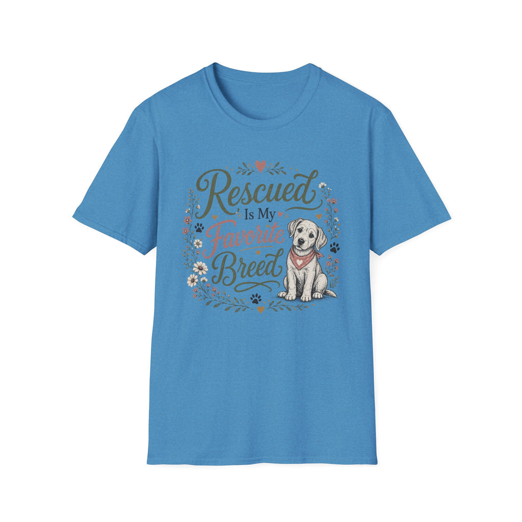 Rescued Is My Favorite Breed T-Shirt — Cute Rescue Dog Adoption Tee