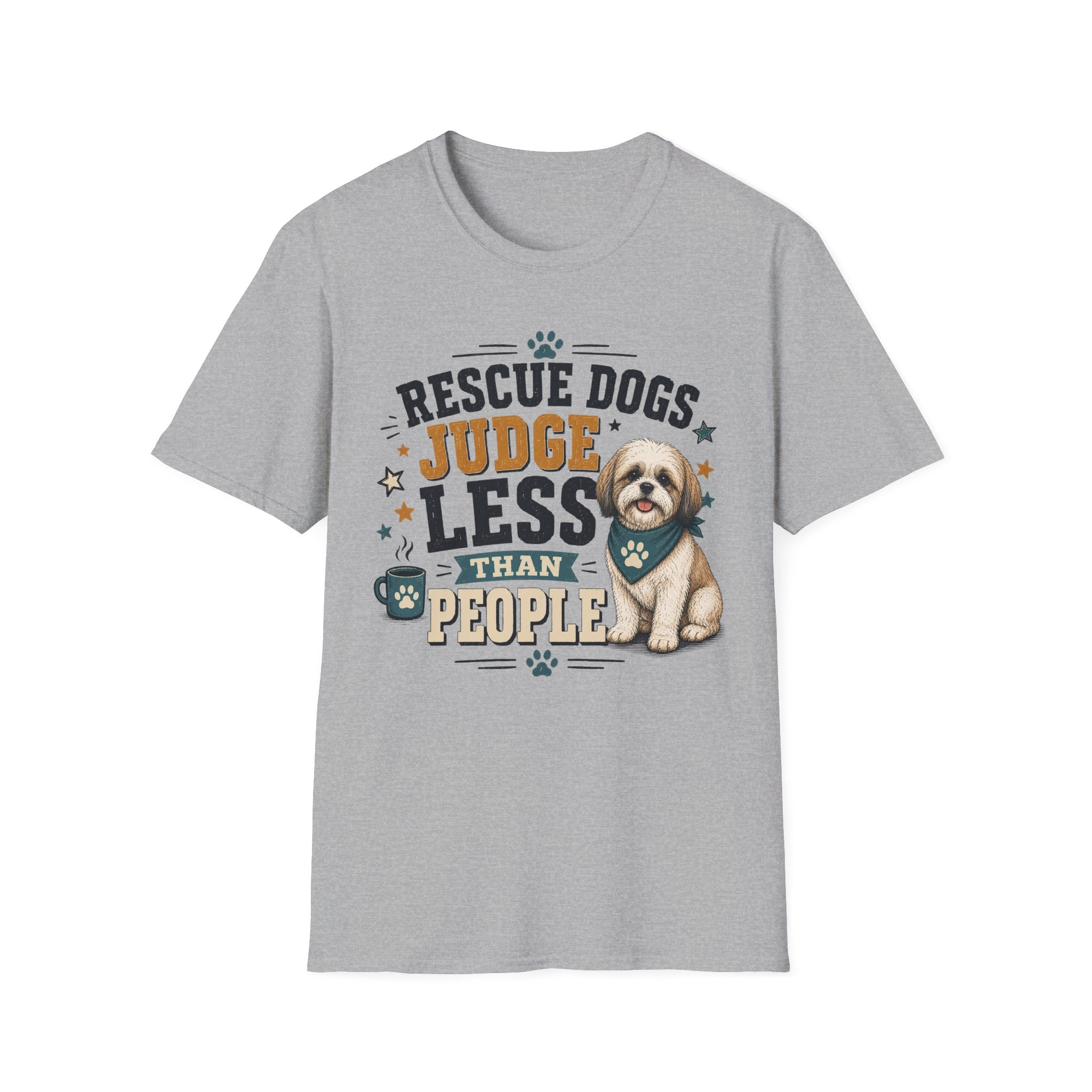 Rescue Dogs Judge Less Than People T-Shirt — Cute Maltese Rescue Tee