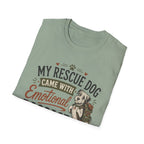 Rescue Dog T-Shirt — "My Rescue Dog Came With Emotional Baggage" Cute Adopted Pup Tee