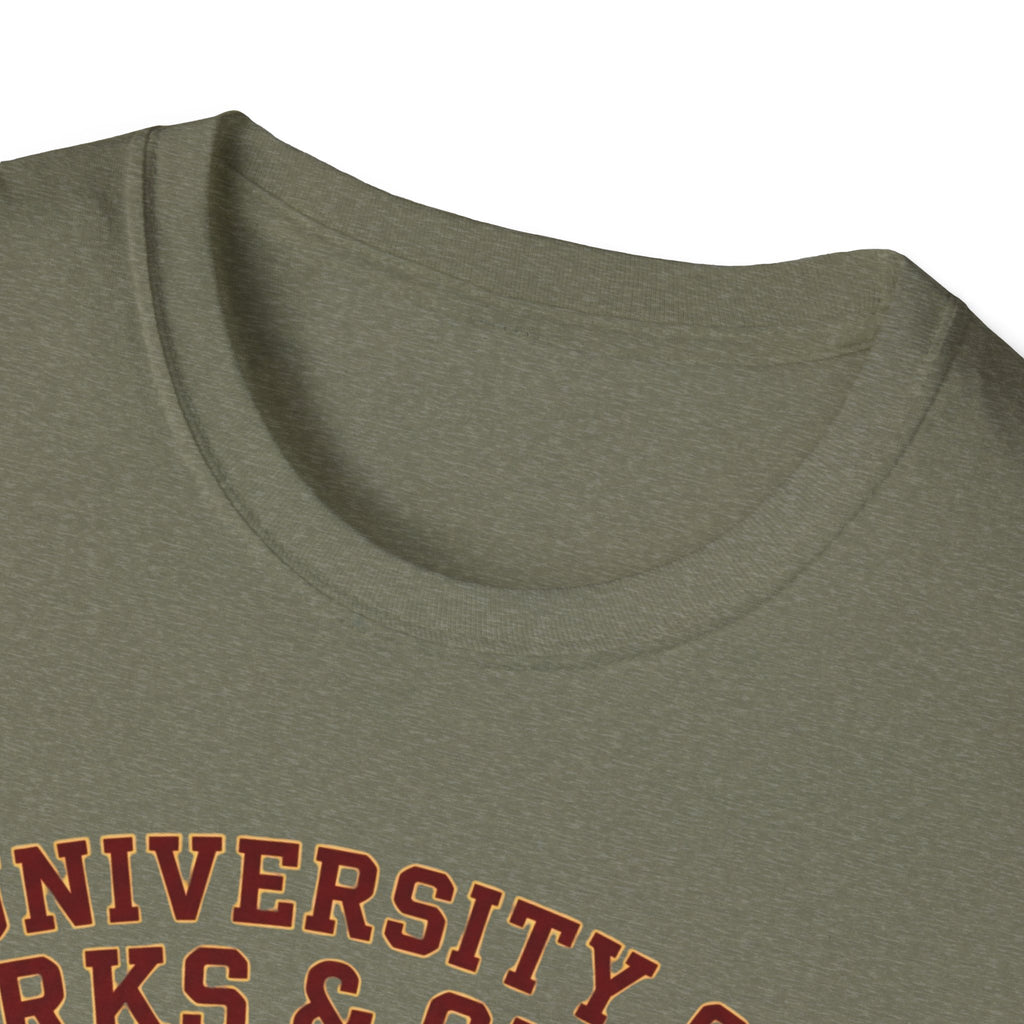 University of Barks & Spirits T-Shirt – "In Dogs We Trust" Crest Tee