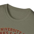 University of Barks & Spirits T-Shirt – "In Dogs We Trust" Crest Tee