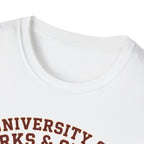 University of Barks & Spirits T-Shirt – "In Dogs We Trust" Crest Tee