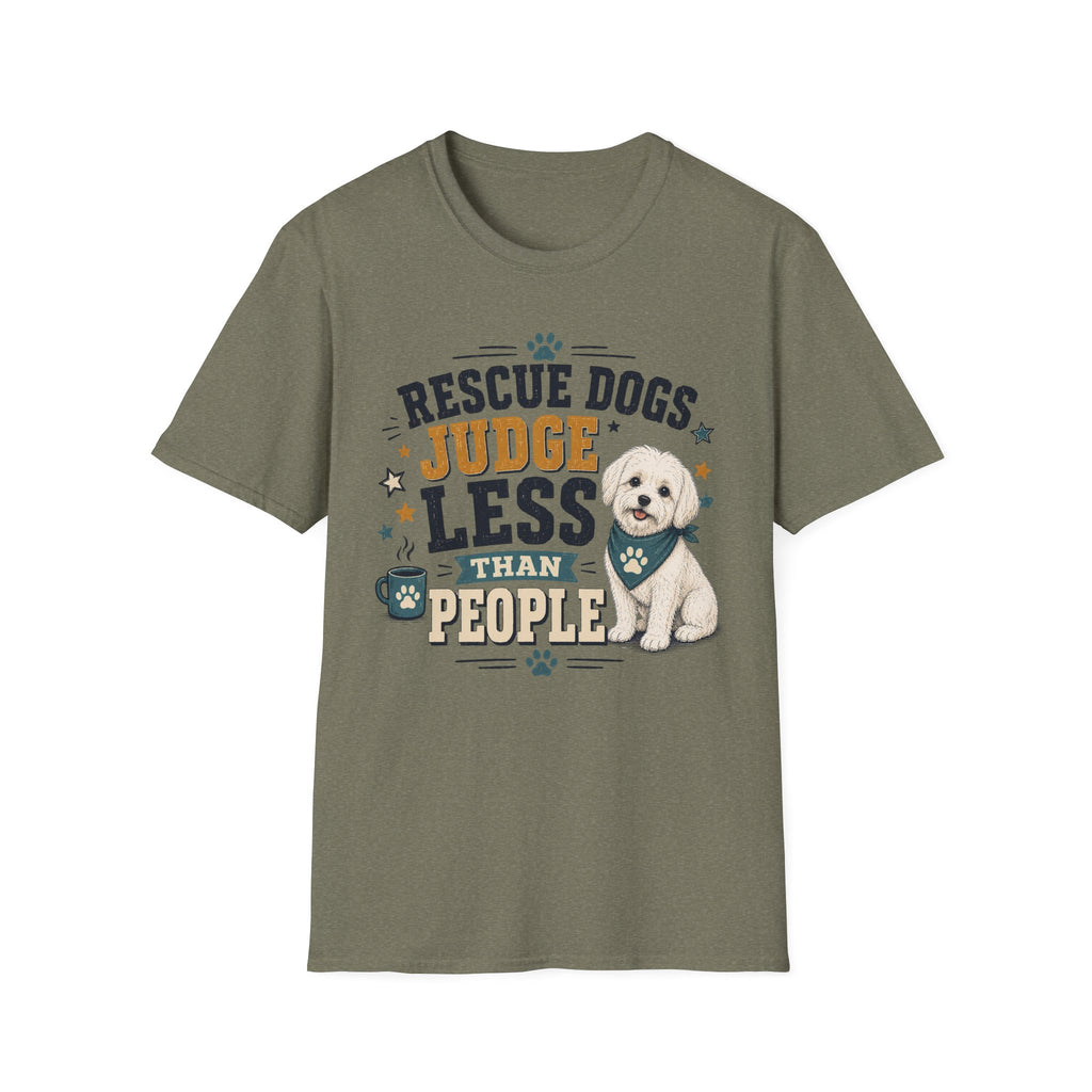 Rescue Dogs Judge Less Than People T-Shirt — Cute Shih Zhu Rescue Tee