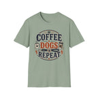 Coffee Dogs Repeat T-Shirt — Funny Dog Lover Coffee Tee