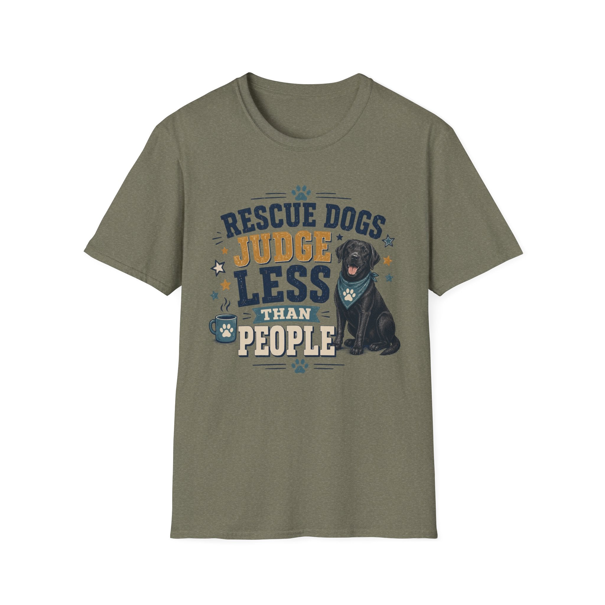Rescue Dogs Judge Less Than People T-Shirt — Cute Black Lab Rescue Tee