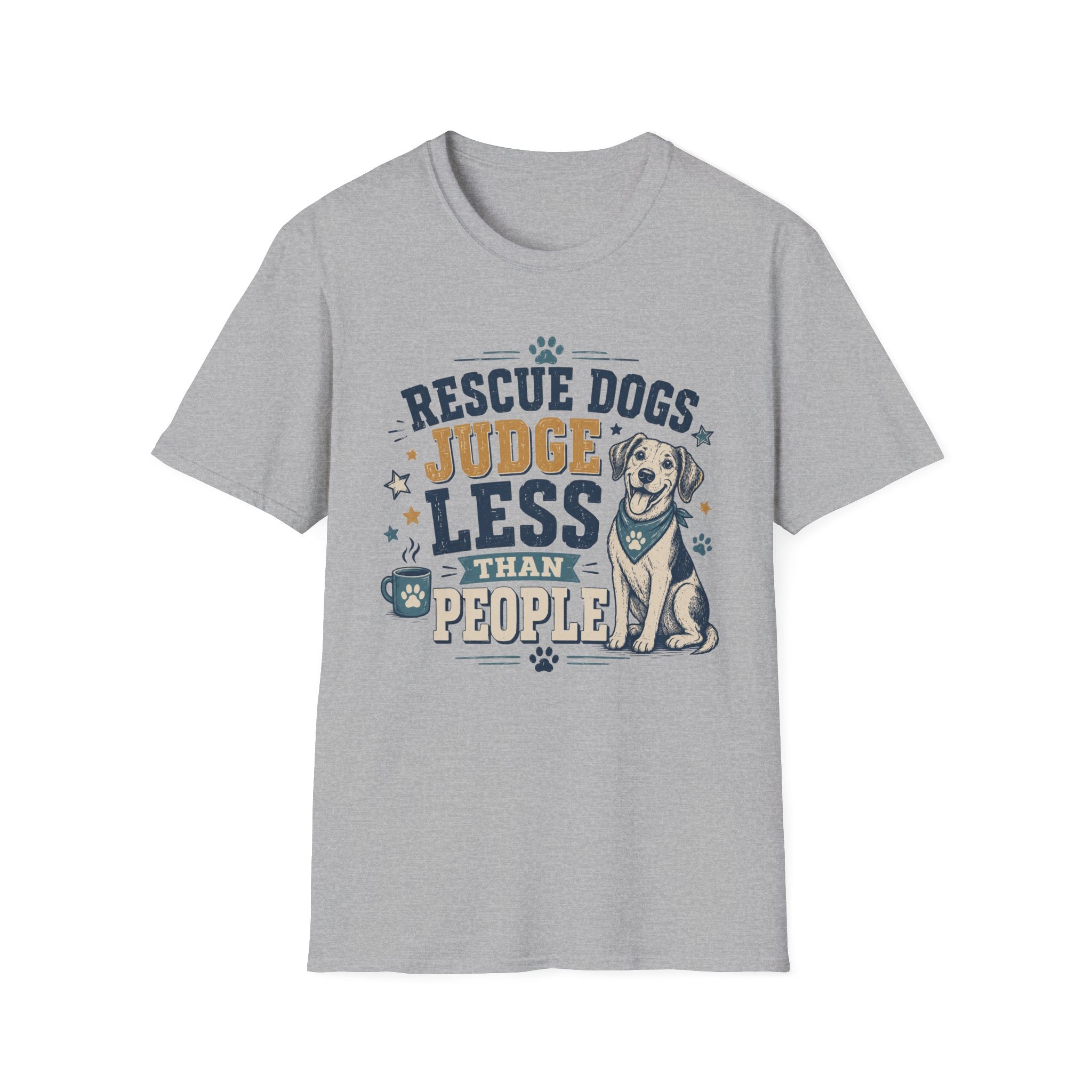 Rescue Dogs Judge Less Than People T-Shirt — Cute Mixed Breed Rescue Tee