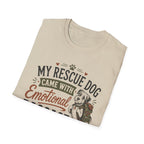 Rescue Dog T-Shirt — "My Rescue Dog Came With Emotional Baggage" Cute Adopted Pup Tee