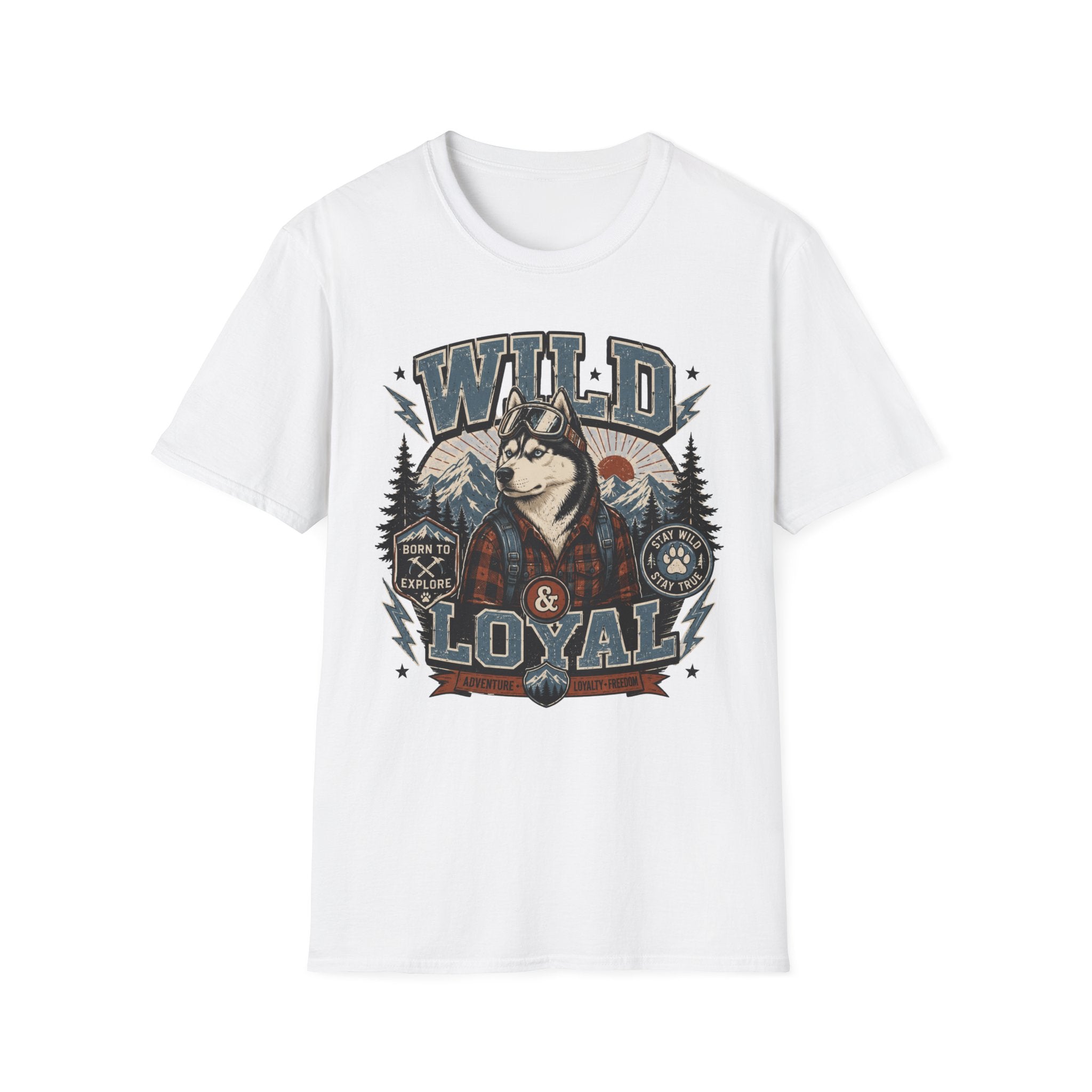 Wild & Loyal Husky T-Shirt — Vintage Mountain Dog Tee