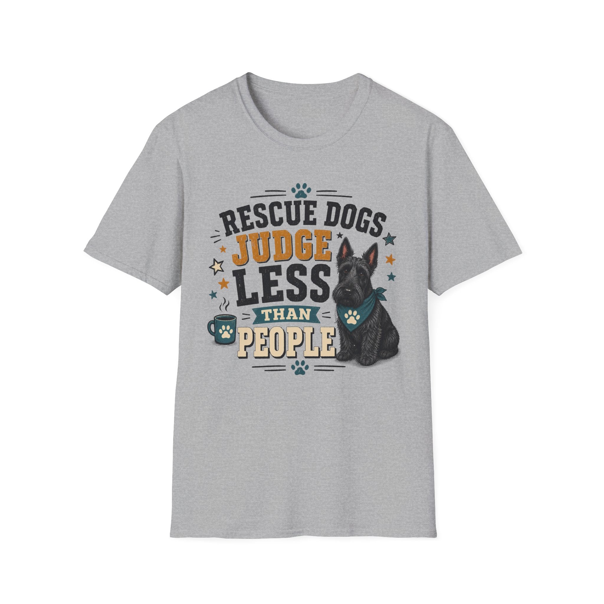 Rescue Dogs Judge Less Than People T-Shirt — Cute Scottie Rescue Tee