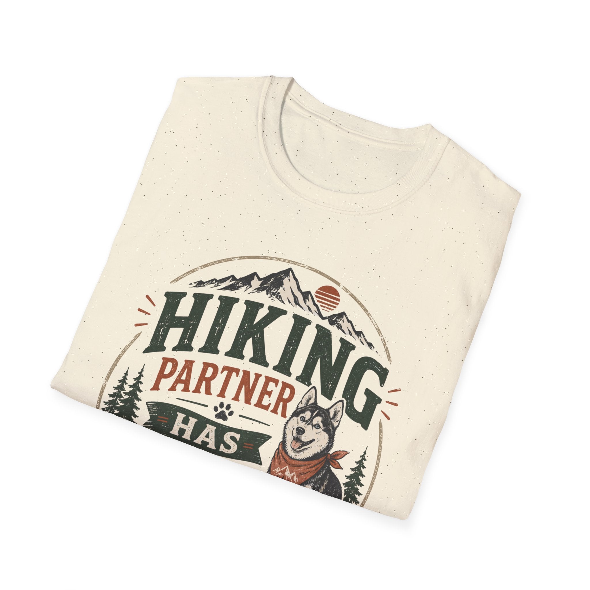 Hiking Partner Has Four Legs T-Shirt — Husky Dog Lover Outdoor Tee