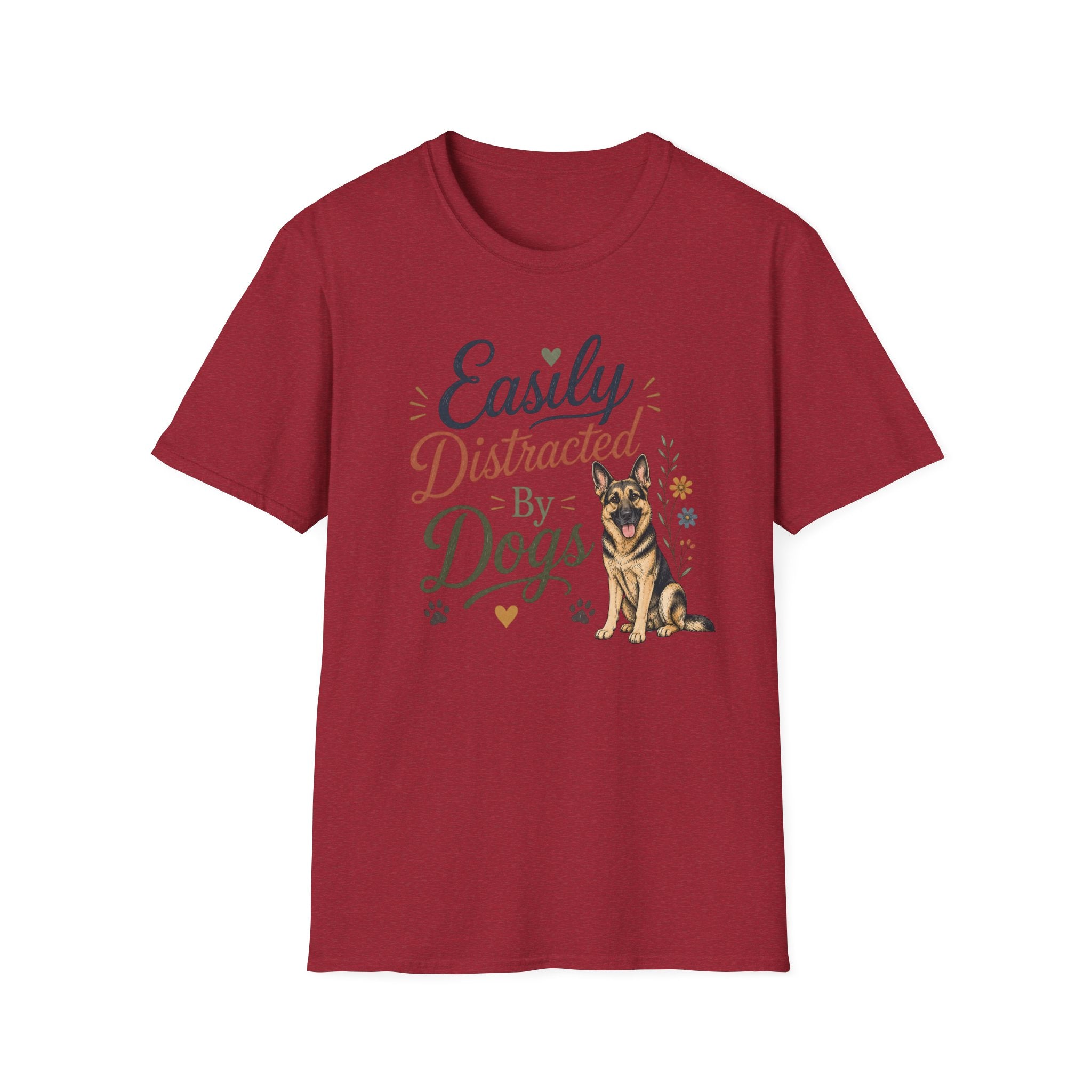 Easily Distracted by Dogs T-Shirt — German Shepherd Dog Lover Tee