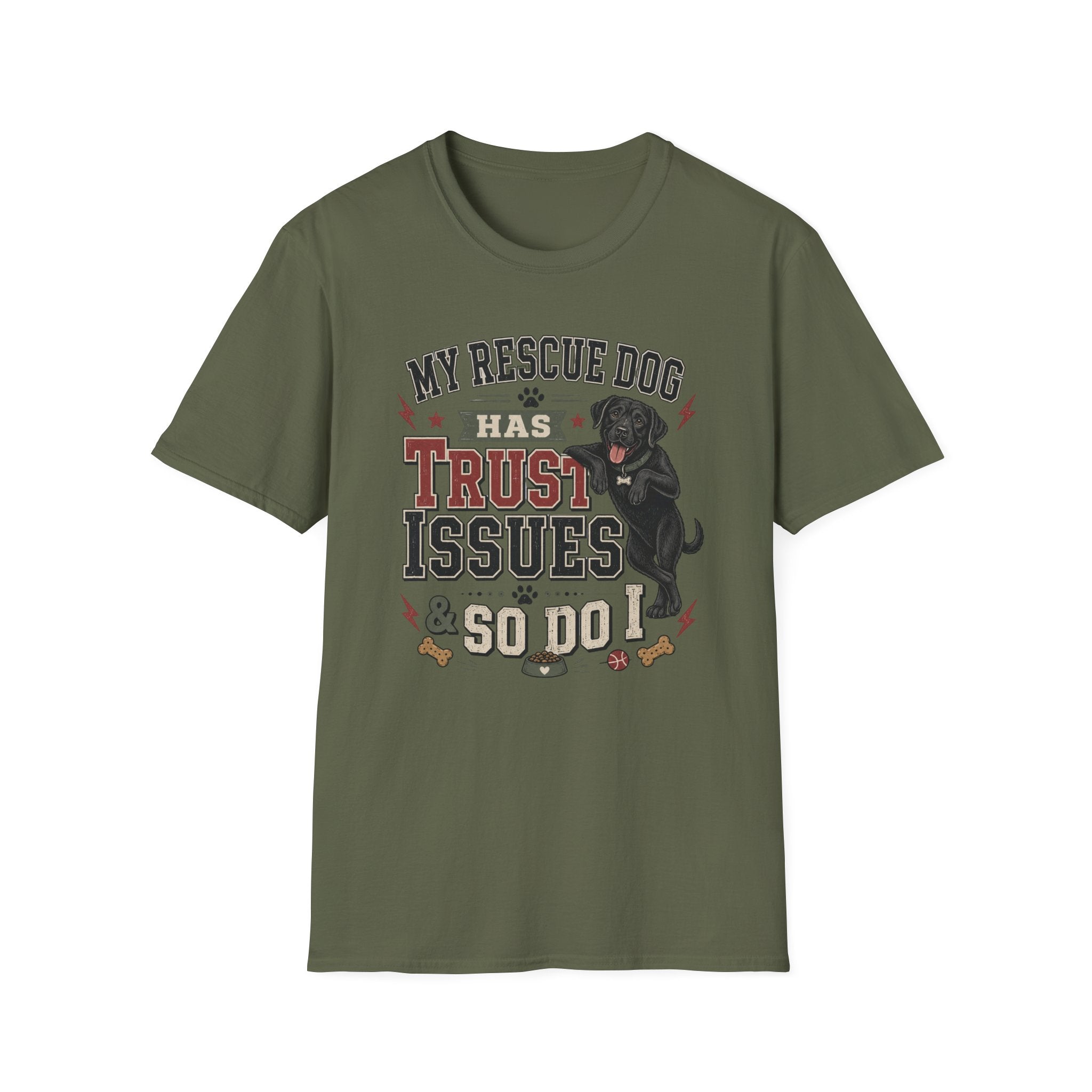 My Rescue Dog Has Trust Issues T-Shirt —Black Lab Rescue Dog Owner Tee