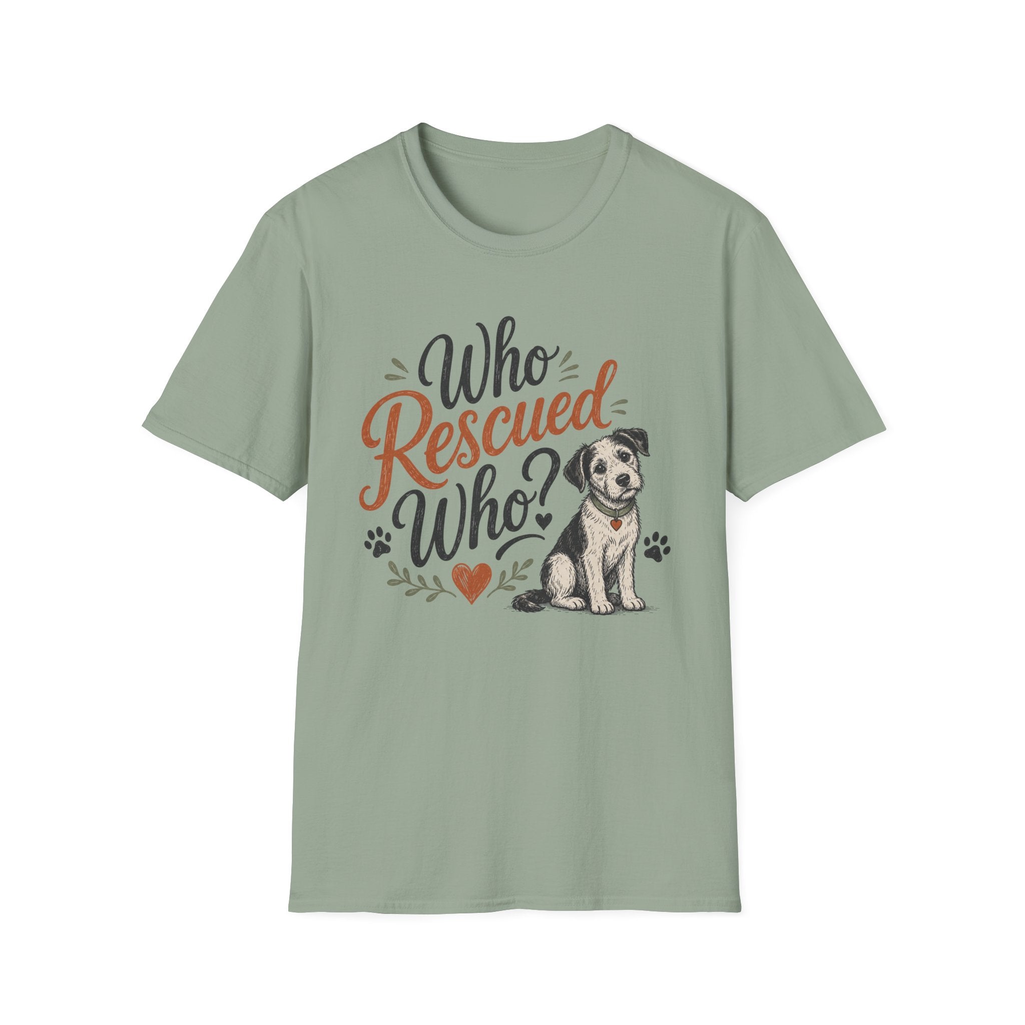 Who Rescued Who? Rescue Dog T-Shirt - Adopted Pet Lover Tee
