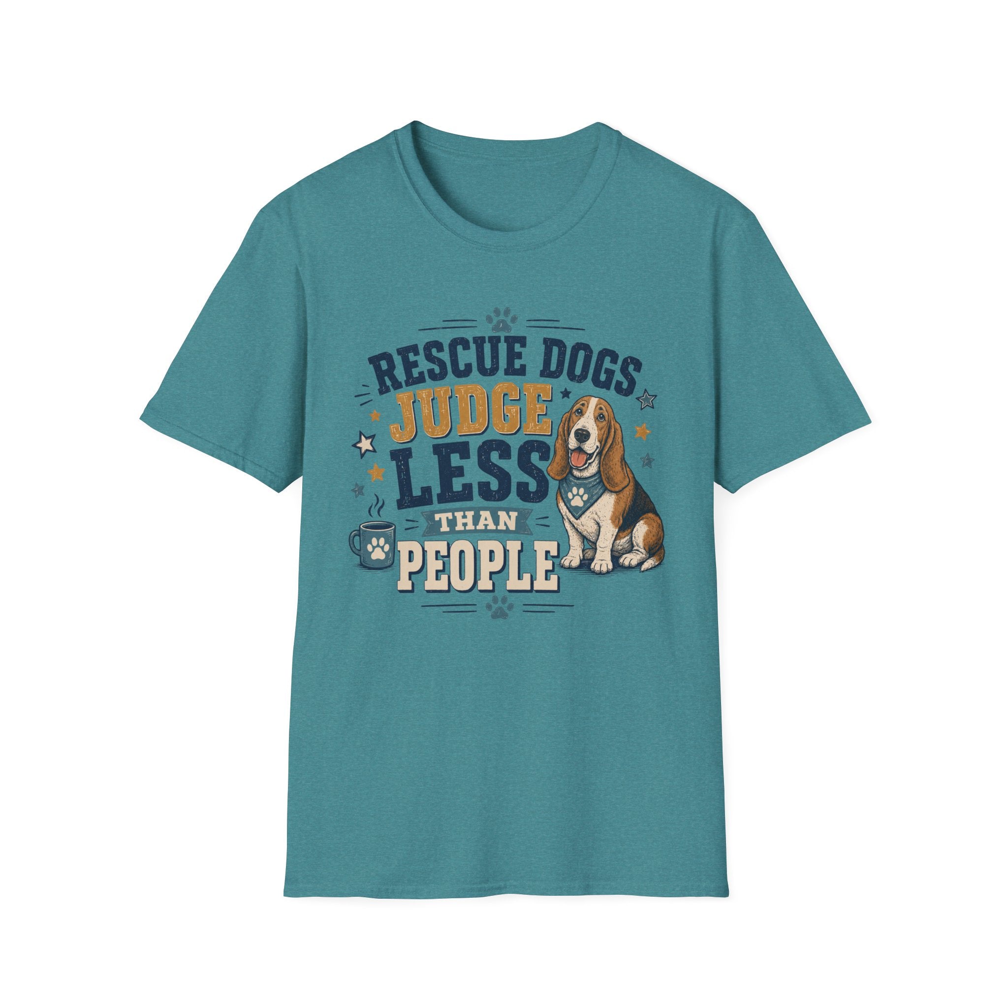 Rescue Dogs Judge Less Than People T-Shirt — Cute Basset Hound Rescue Tee