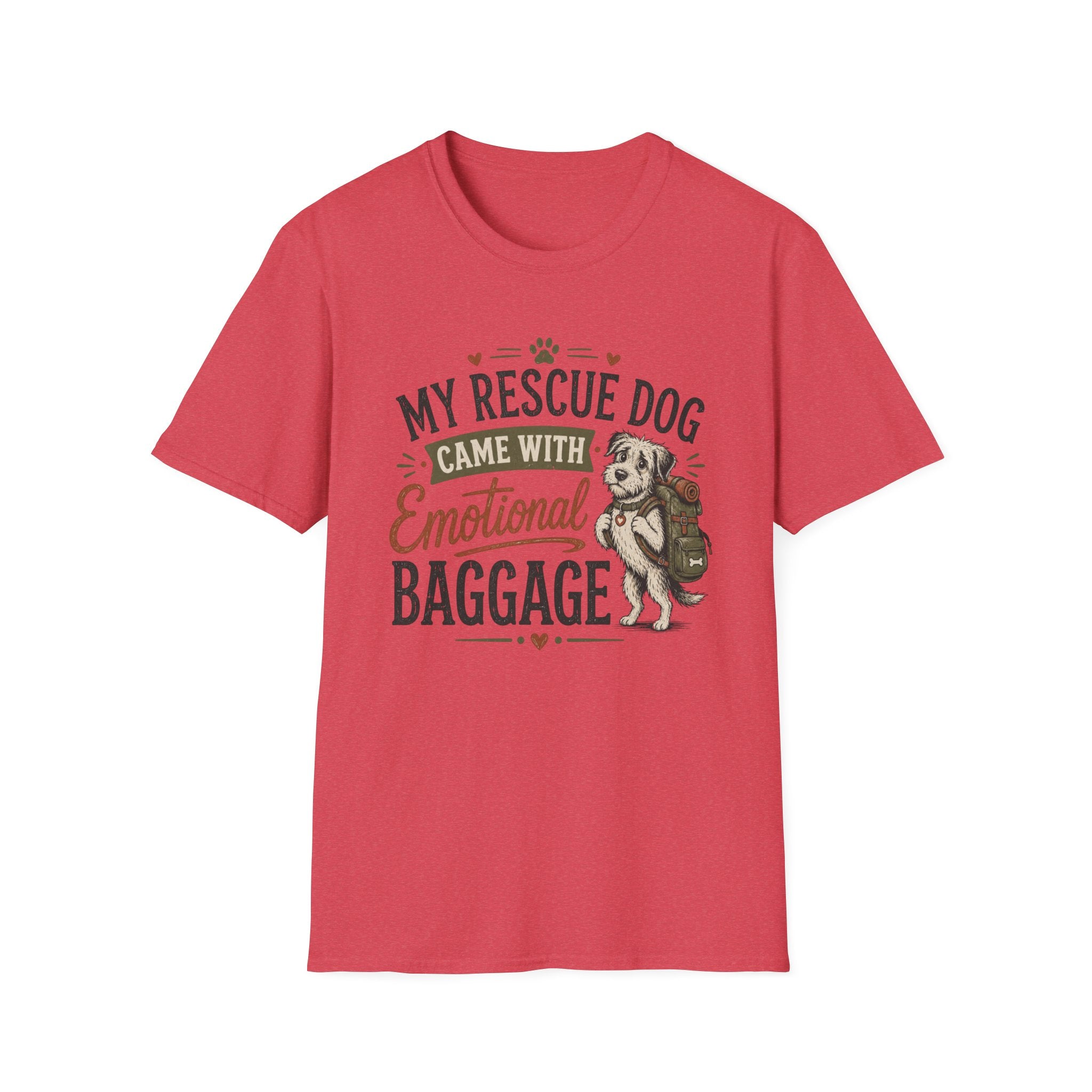 Rescue Dog T-Shirt — "My Rescue Dog Came With Emotional Baggage" Cute Adopted Pup Tee
