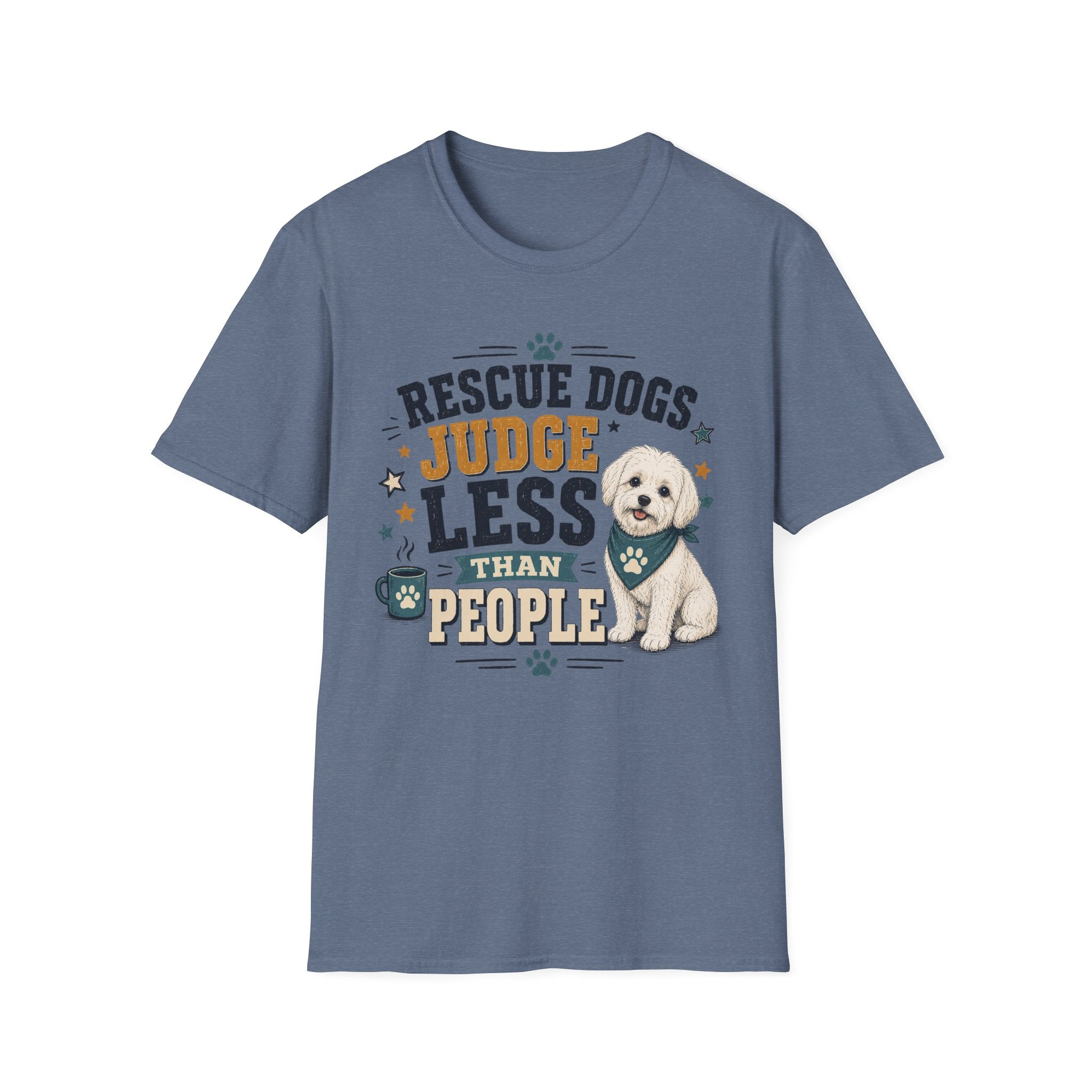 Rescue Dogs Judge Less Than People T-Shirt — Cute Shih Zhu Rescue Tee