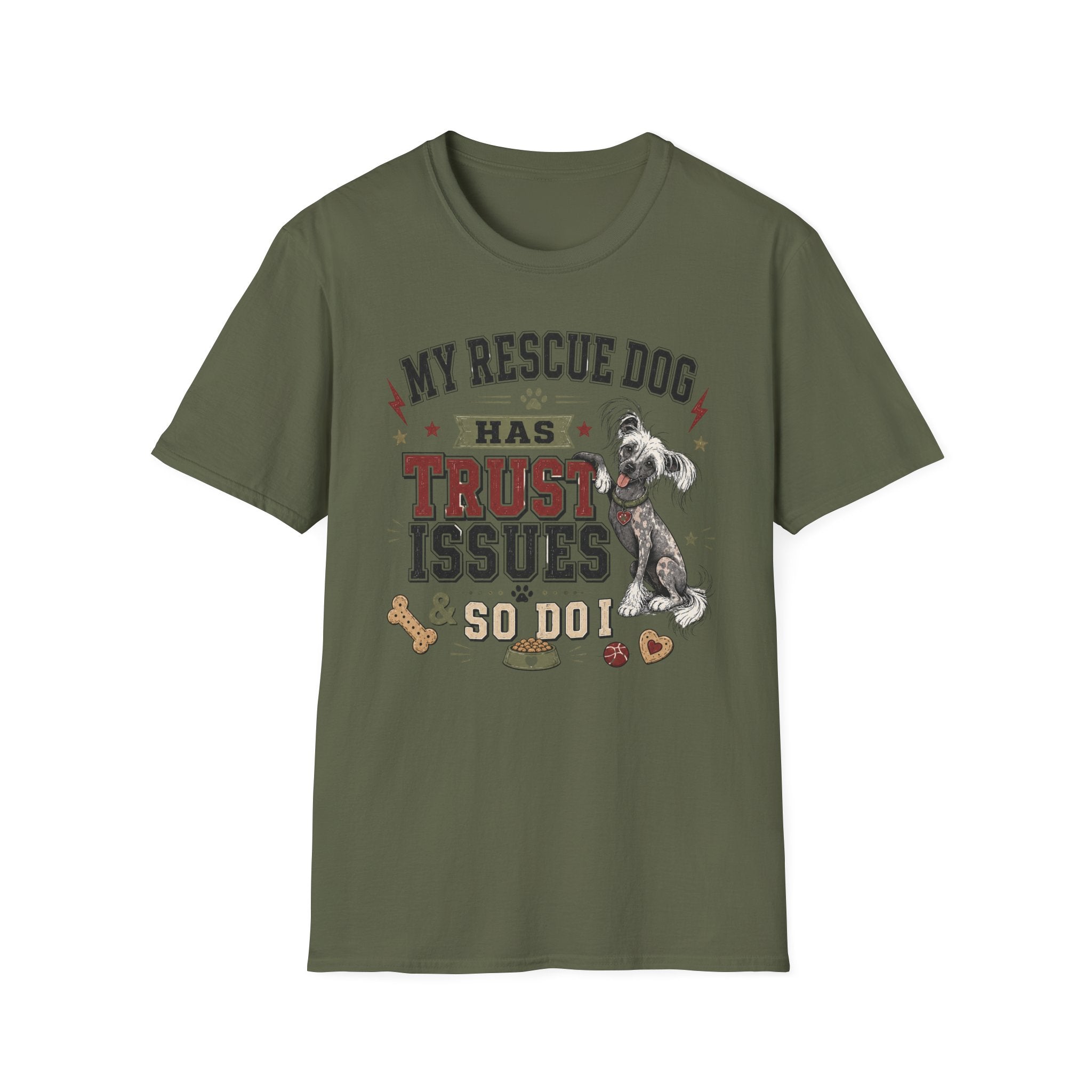 My Rescue Dog Has Trust Issues T-Shirt —Chinese Crested Rescue Dog Owner Tee