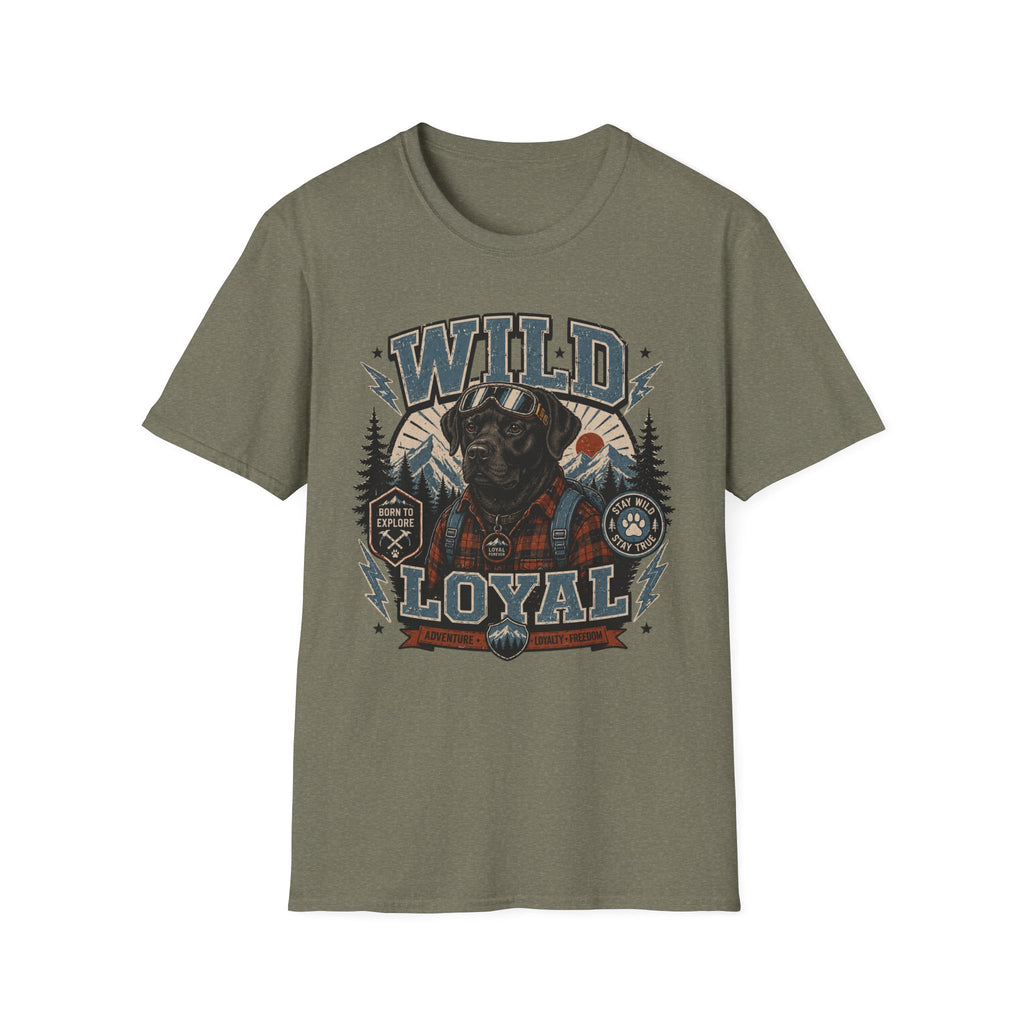 Wild & Loyal Dog T-Shirt — Vintage Lumberjack Black Labrador Design