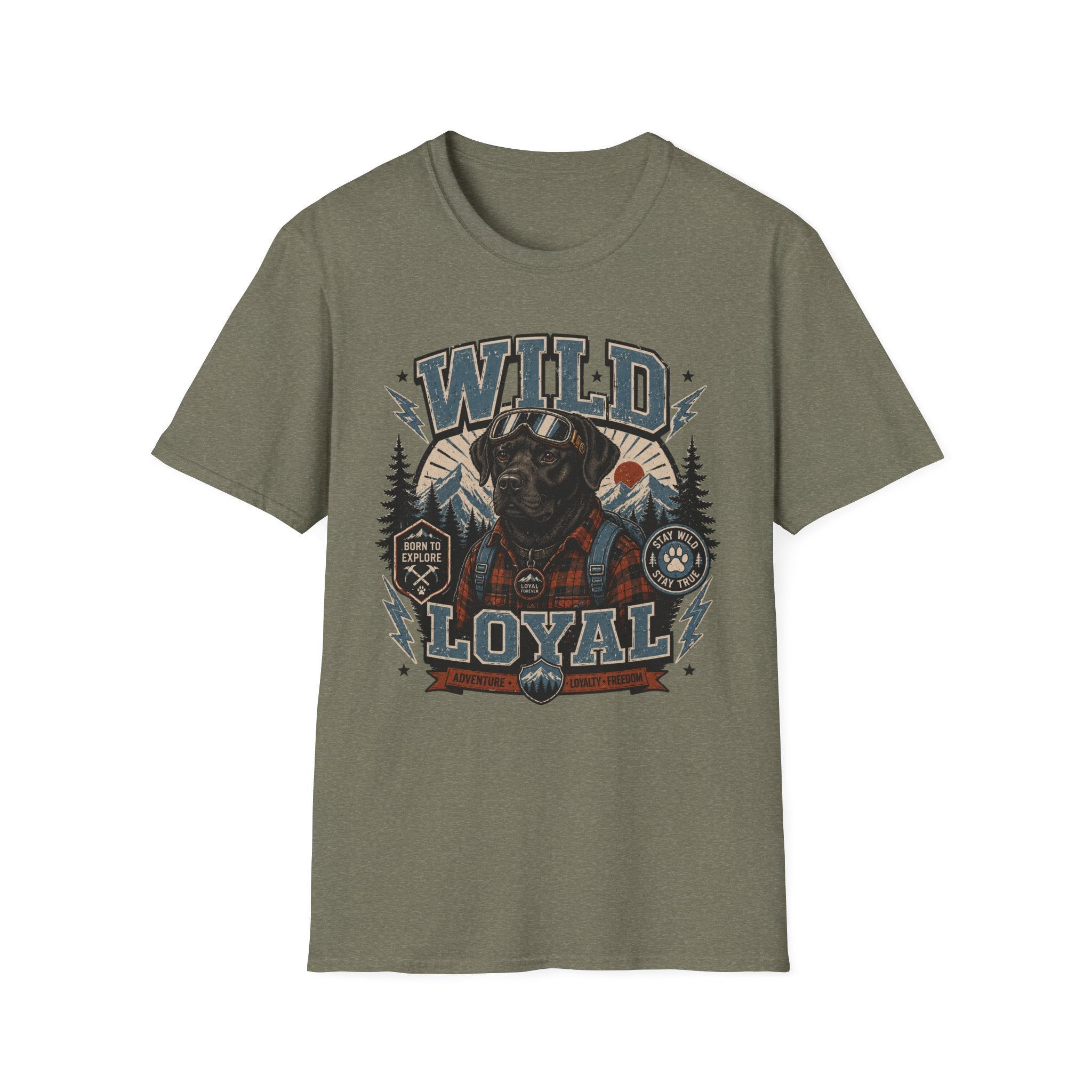 Wild & Loyal Dog T-Shirt — Vintage Lumberjack Black Labrador Design