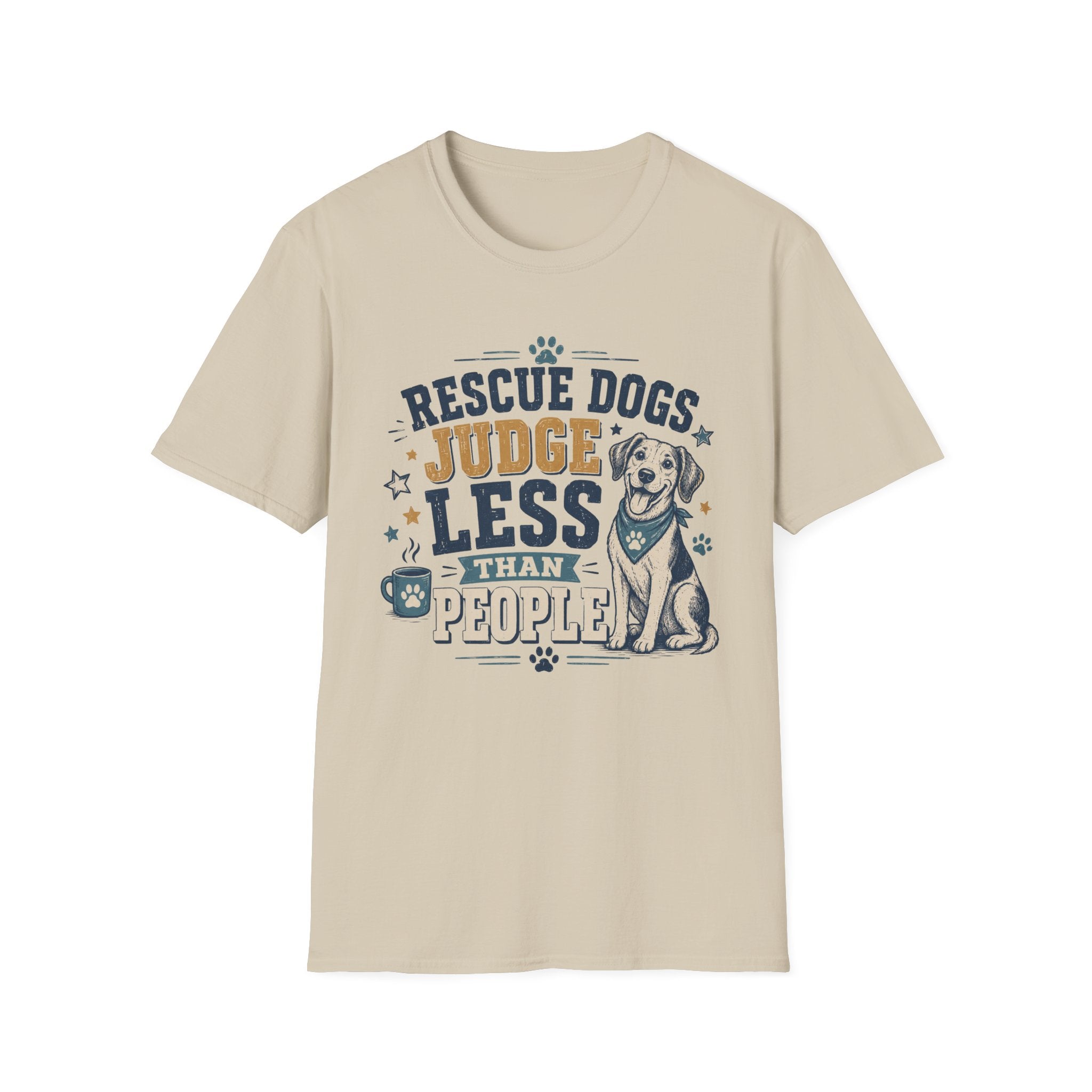 Rescue Dogs Judge Less Than People T-Shirt — Cute Mixed Breed Rescue Tee