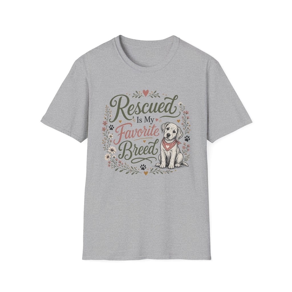 Rescued Is My Favorite Breed T-Shirt — Cute Rescue Dog Adoption Tee