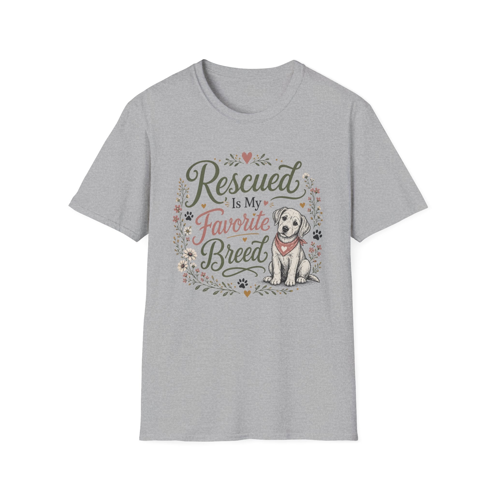 Rescued Is My Favorite Breed T-Shirt — Cute Rescue Dog Adoption Tee