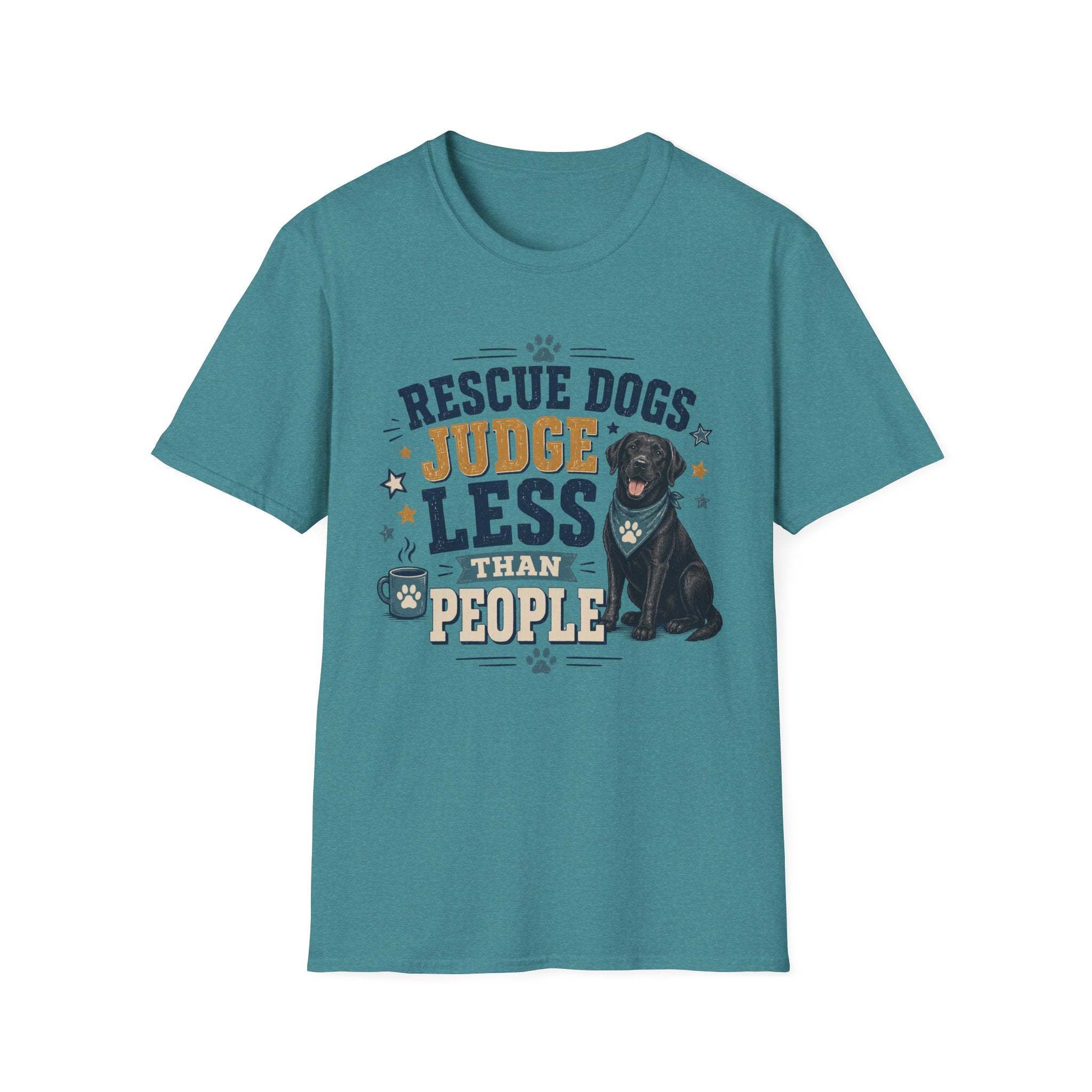 Rescue Dogs Judge Less Than People T-Shirt — Cute Black Lab Rescue Tee