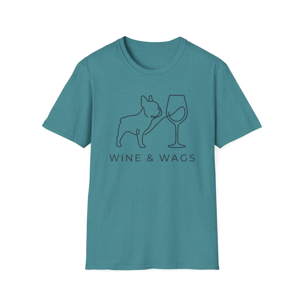 Wine & Wags T-Shirt — Dog and Wine Glass Tee