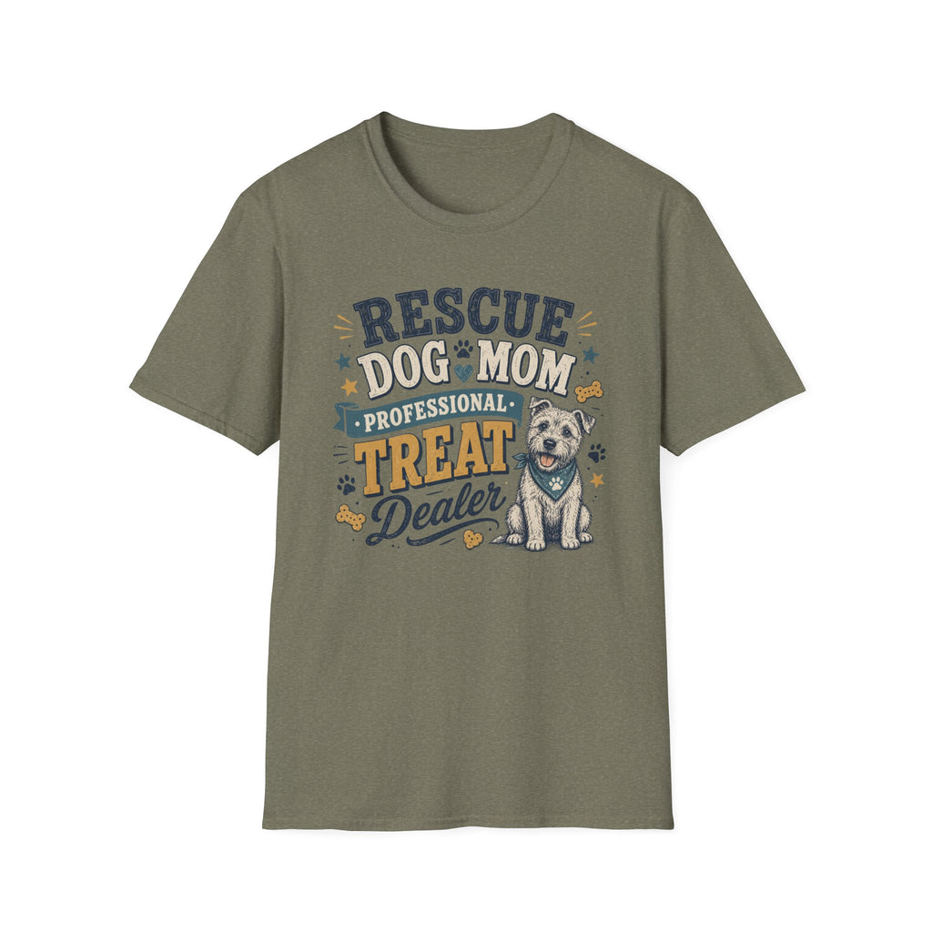 Rescue Dog Mom T-Shirt — "Professional Treat Dealer" Cute Rescue Puppy Tee