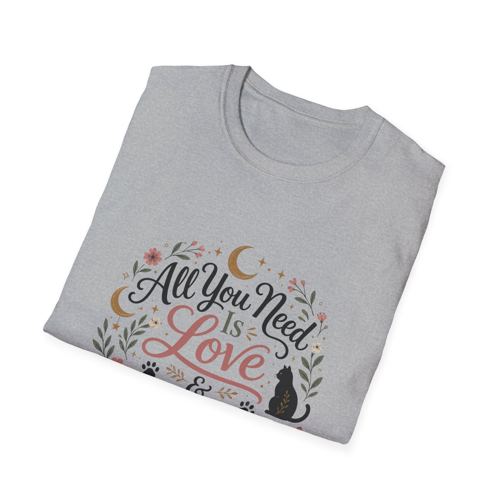 All You Need Is Love & A Cat T-Shirt — Floral Cat Lover Tee