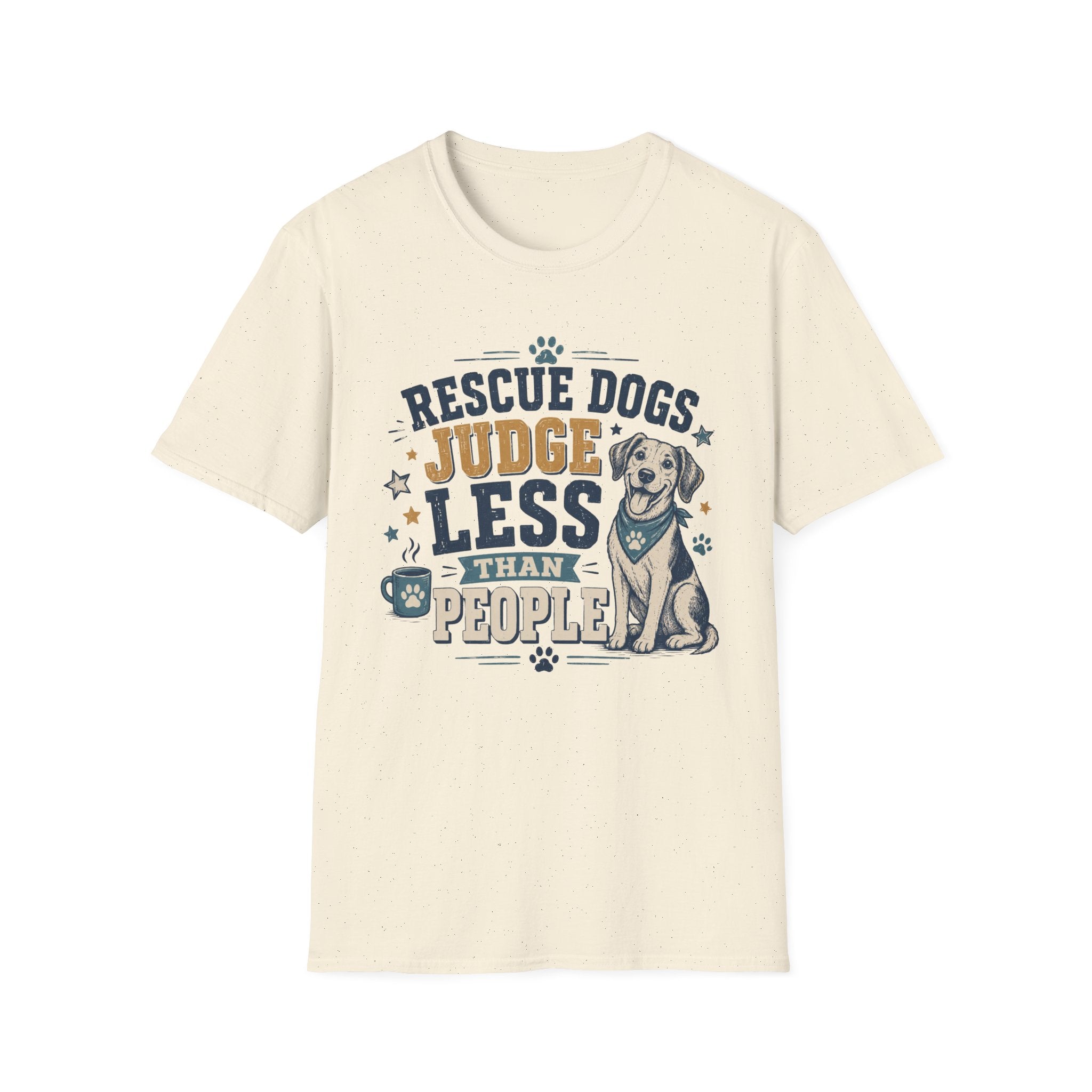 Rescue Dogs Judge Less Than People T-Shirt — Cute Mixed Breed Rescue Tee