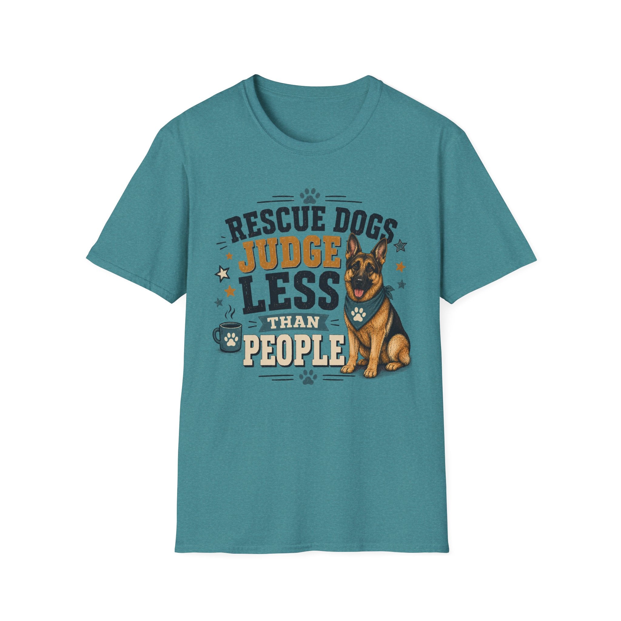 Rescue Dogs Judge Less Than People T-Shirt — Cute German Shepherd Rescue Tee