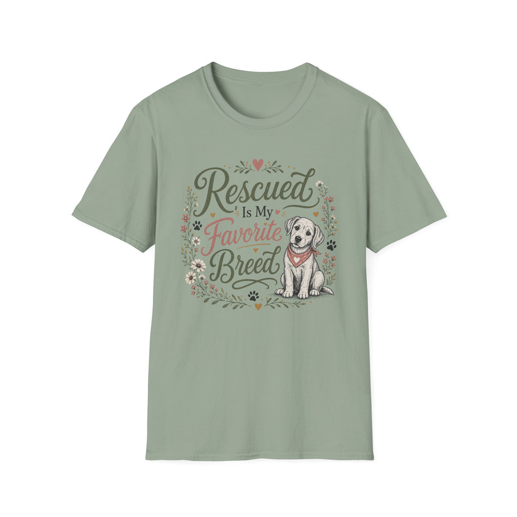 Rescued Is My Favorite Breed T-Shirt — Cute Rescue Dog Adoption Tee