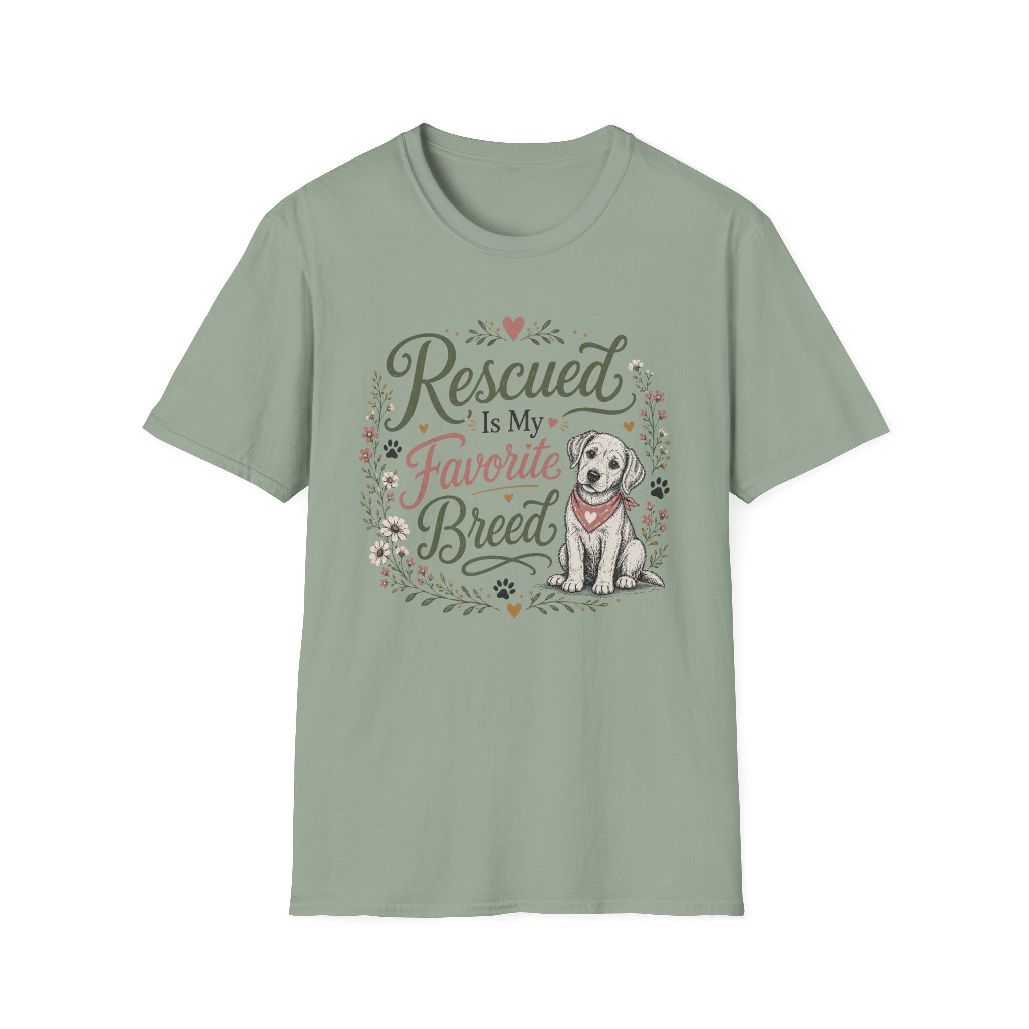 Rescued Is My Favorite Breed T-Shirt — Cute Rescue Dog Adoption Tee