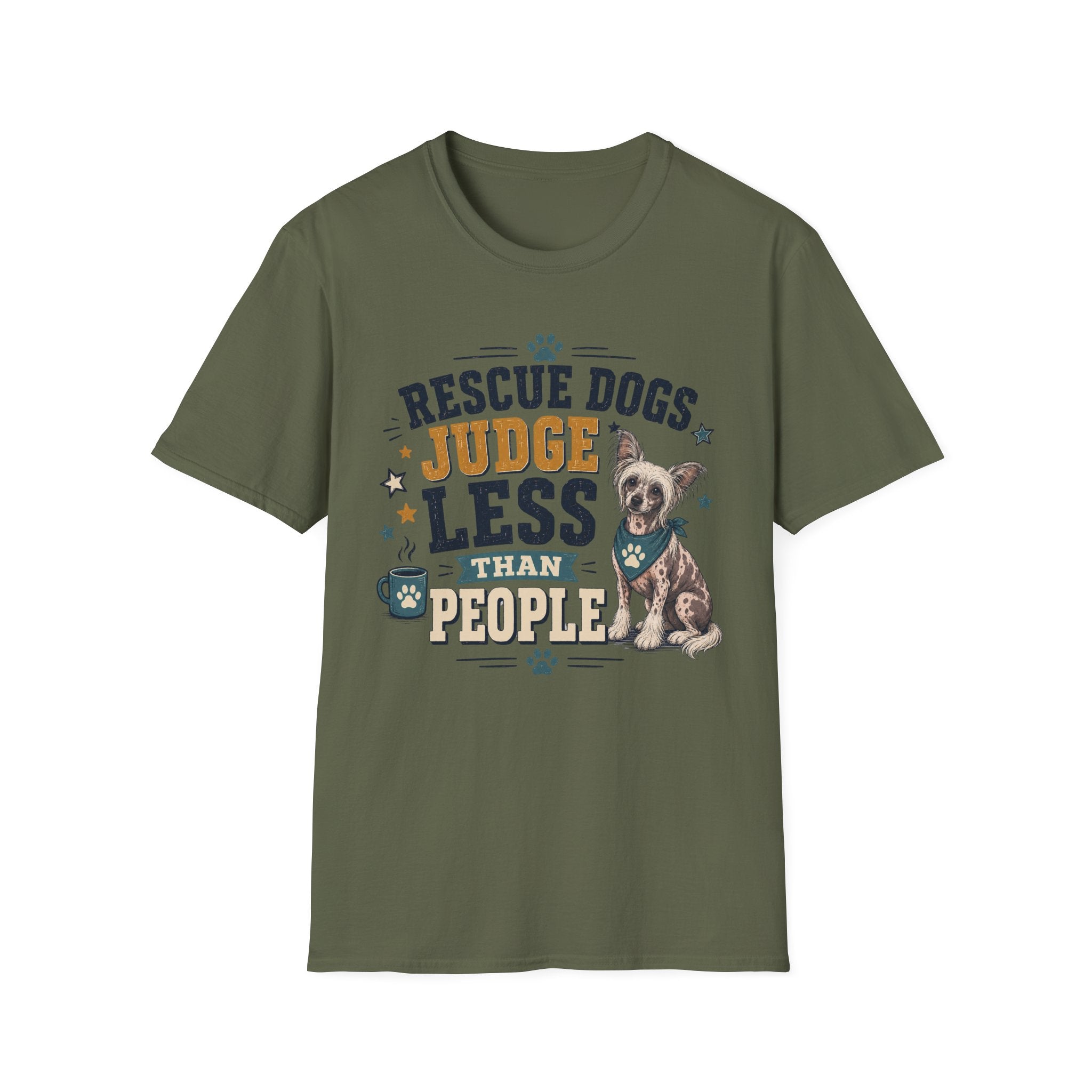 Rescue Dogs Judge Less Than People T-Shirt — Cute Chinese Crested Rescue Tee