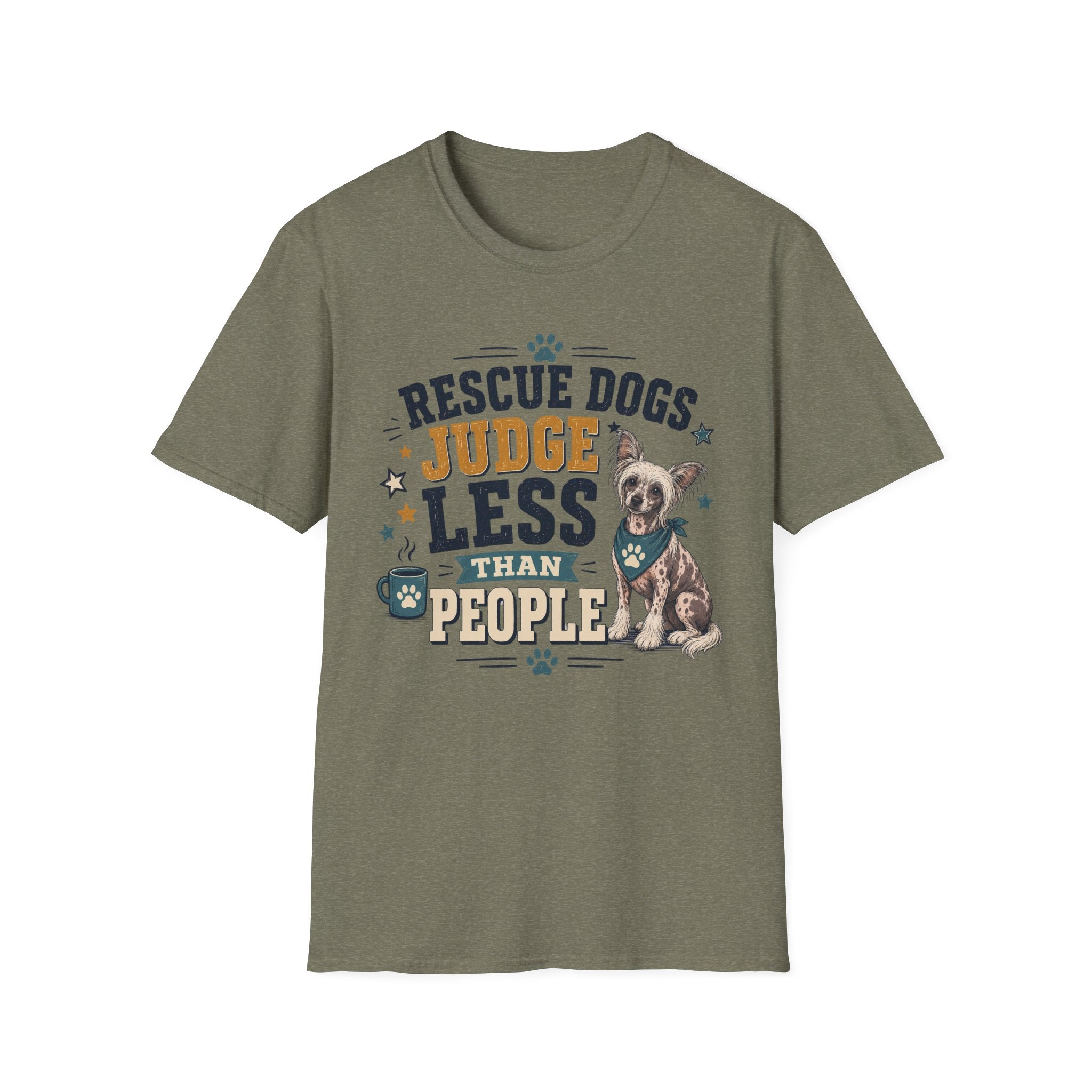 Rescue Dogs Judge Less Than People T-Shirt — Cute Chinese Crested Rescue Tee