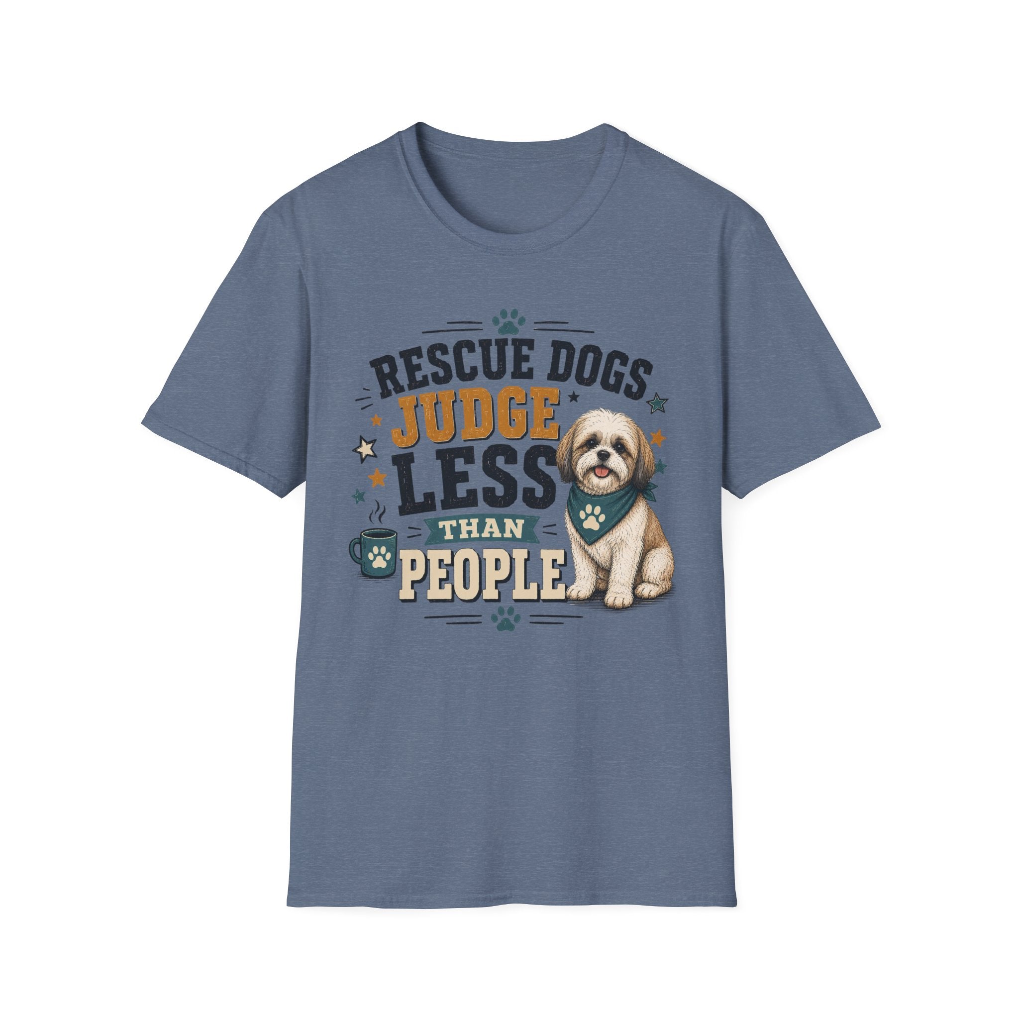 Rescue Dogs Judge Less Than People T-Shirt — Cute Maltese Rescue Tee