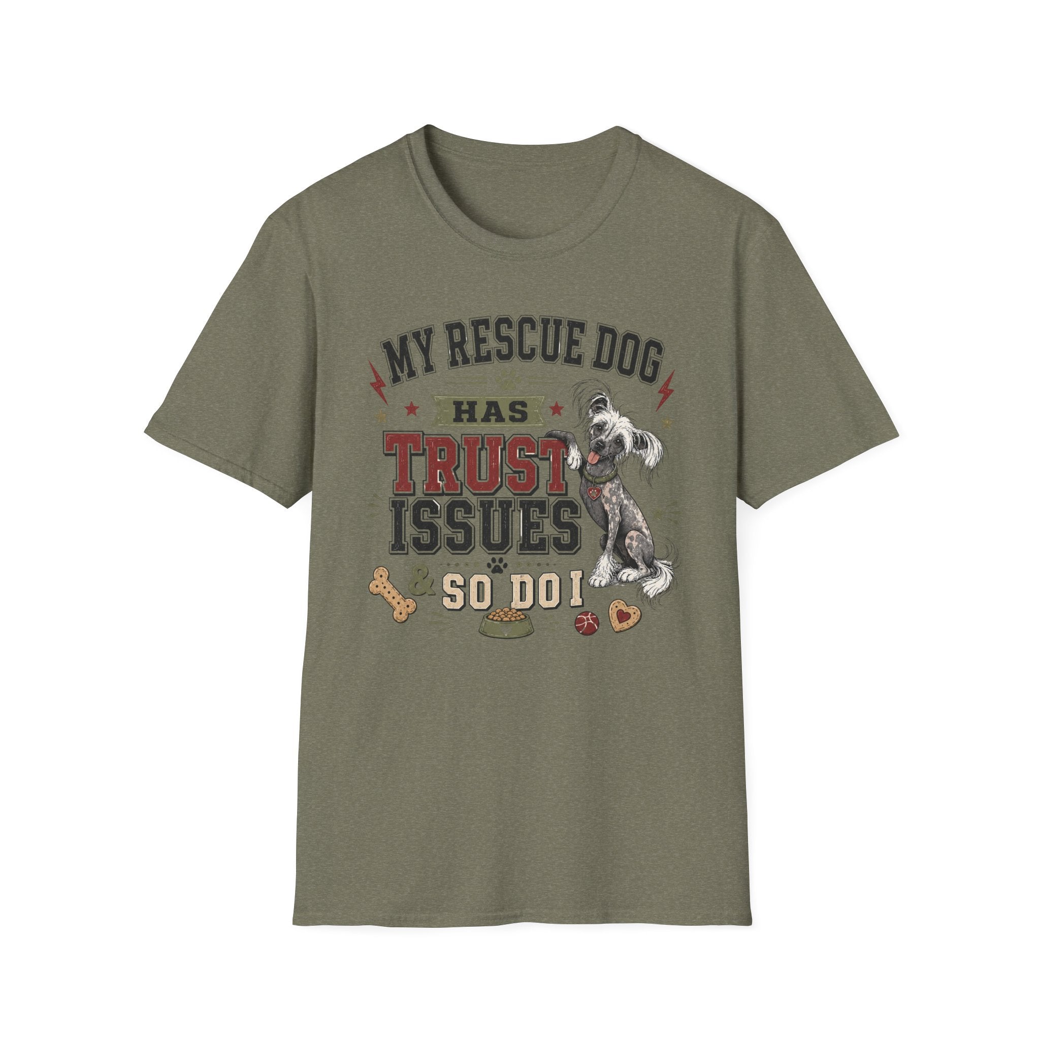 My Rescue Dog Has Trust Issues T-Shirt —Chinese Crested Rescue Dog Owner Tee