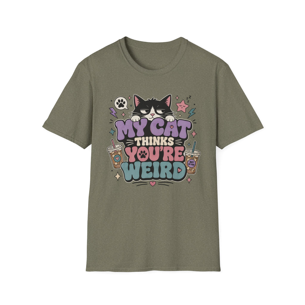'My Cat Thinks Your Weird' Cute Funny Cat Graphic Tee