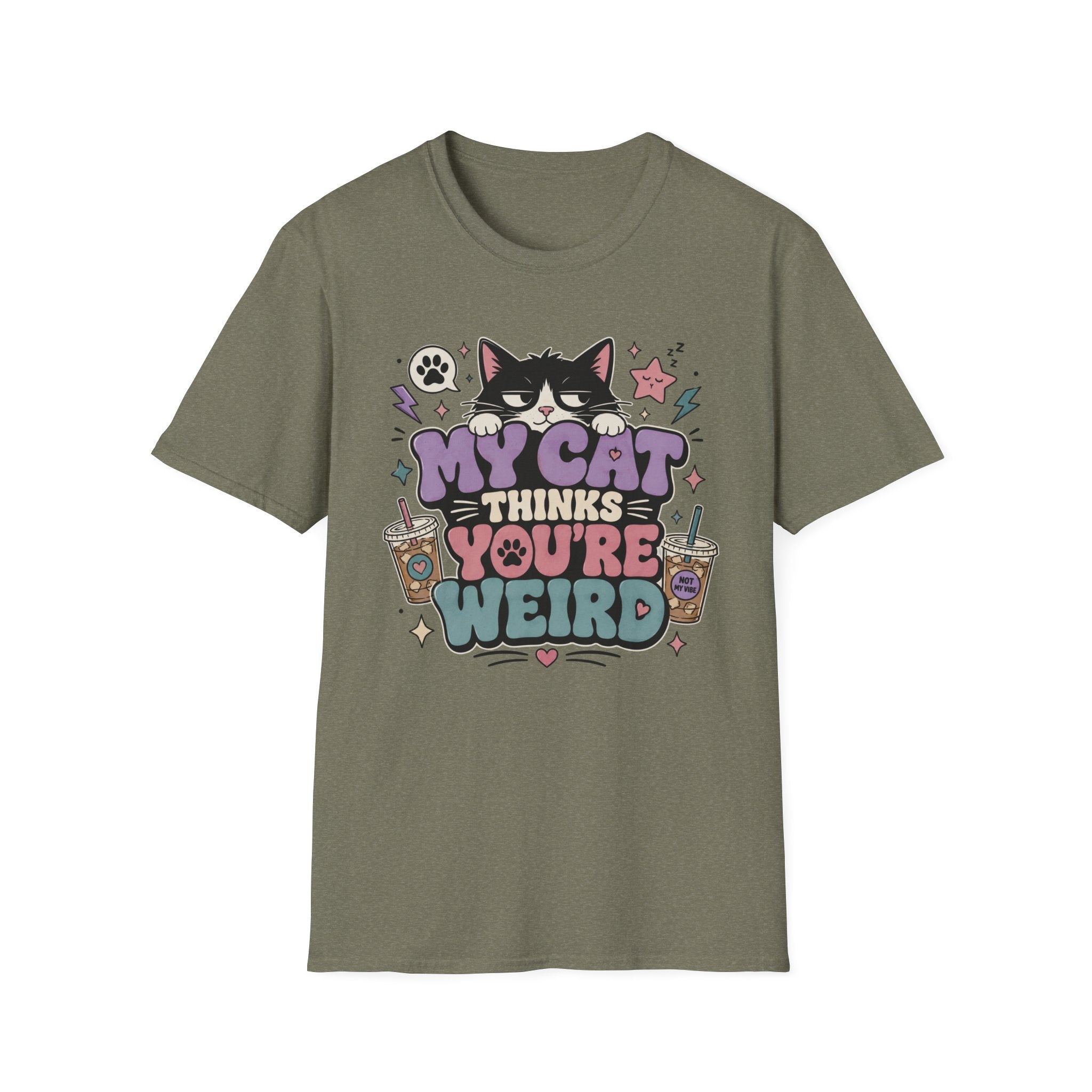 'My Cat Thinks Your Weird' Cute Funny Cat Graphic Tee